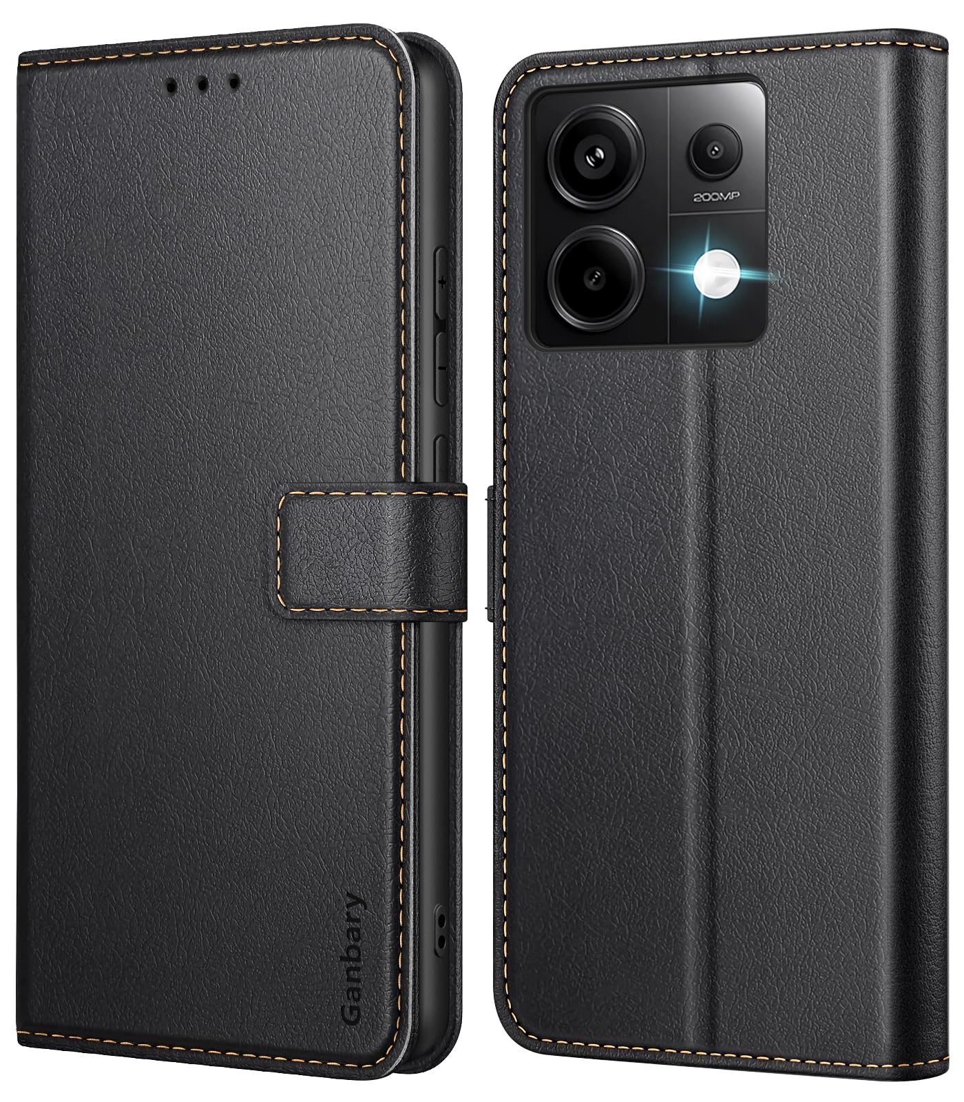 Kukoufey Compatible Con Redmi Note 13 Pro 5G Carcasa De Soporte, Con Cubierta Deslizante Para Lente De Cámara Compatible Con Xiaomi Redmi Note 13 Pro 5G Case Negro