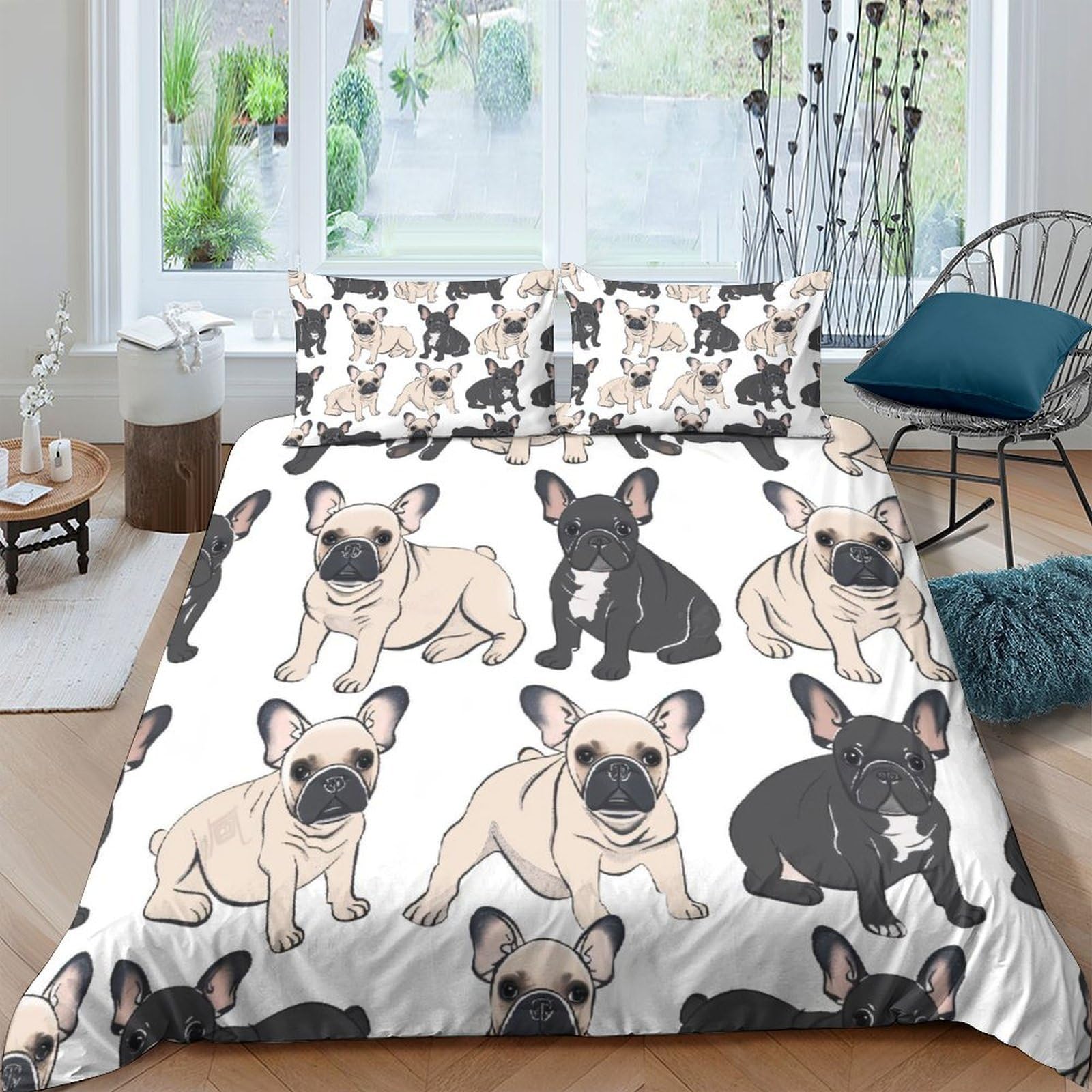 Ctjqhvkz Style-7 3D Printed French Bulldog Fitted Sheet Microfiber Soft Cartoon Dog Bed Cover For Bedroom Dorm Mattress Decor Single（135X200cm）