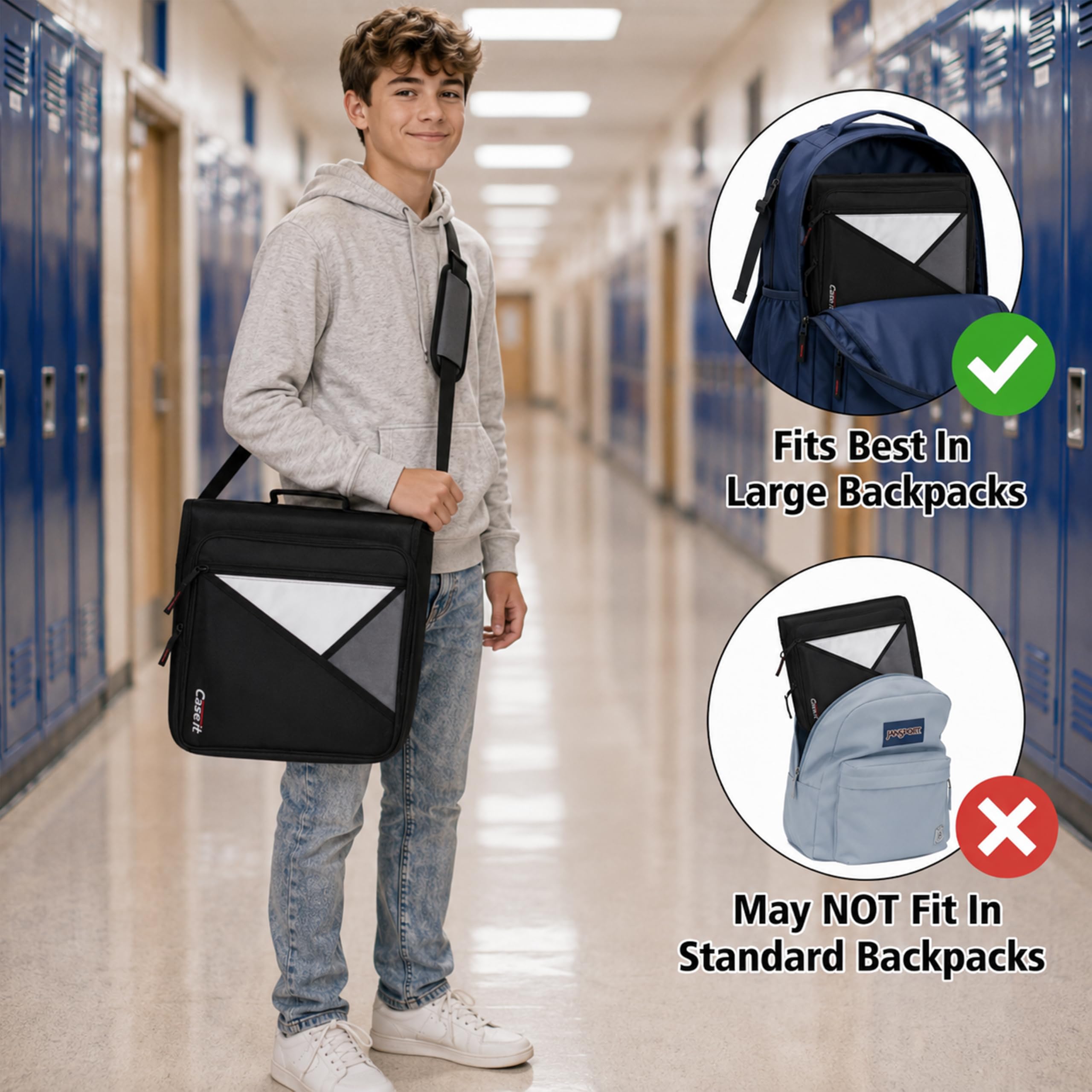 Case-it LT-007 Universal-Ordner mit Reißverschluss, 5,1 cm (2 Zoll) große Tasche, gepolsterte Tasche, für bis zu 33 Zoll Laptop/Tablet, mehrere Taschen, 400 Seiten Kapazität, mit Schultergurt, Violett