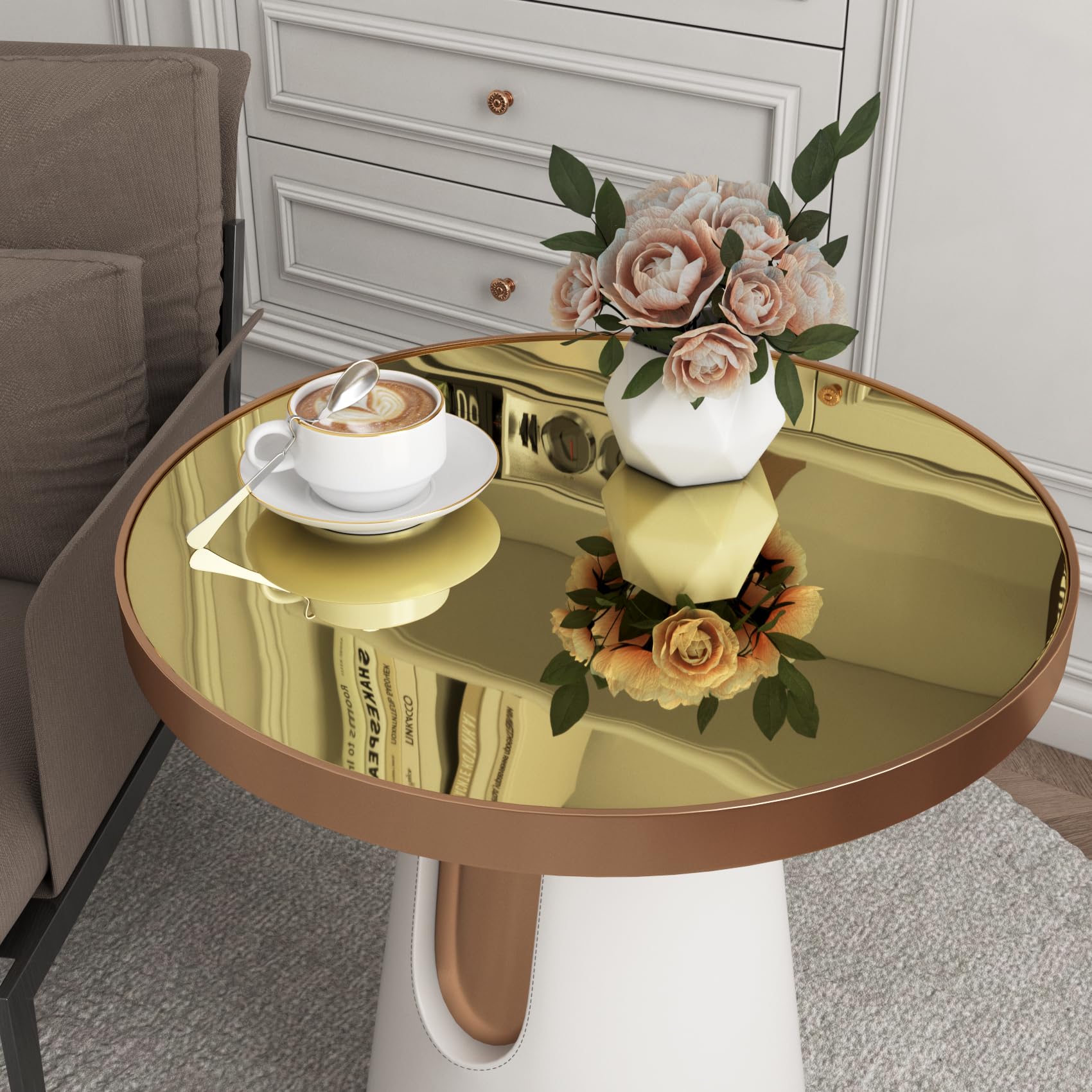 Yenhome Papier Peint Adhesif Miroir Or Flexibles 40x300cm Film