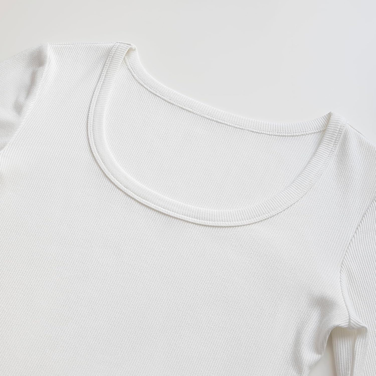 Women’s Long Sleeve Shirts Scoop Neck Crop Tops Ribbed Basic Casual T Shirt Fall Outfits - Image 3