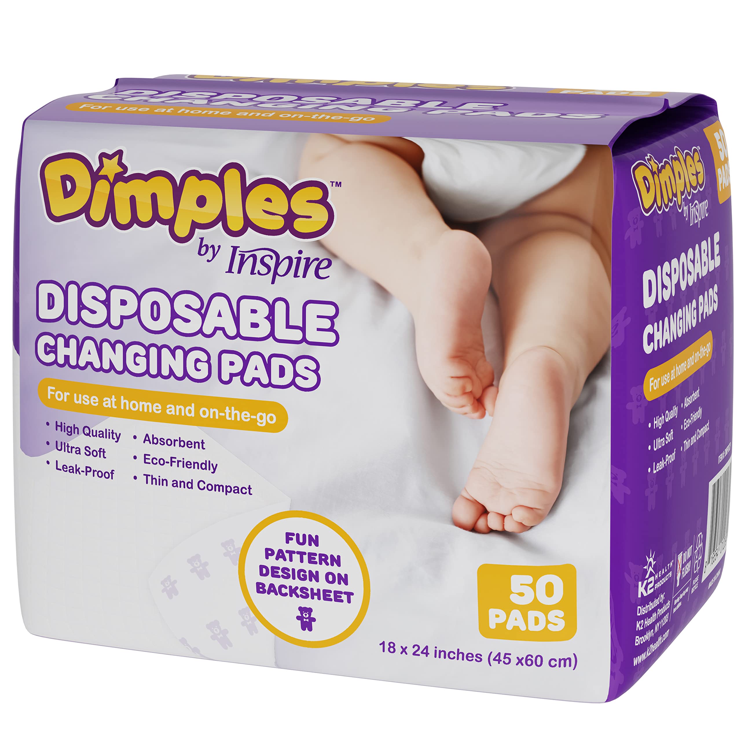 Inspire Dimples Disposable Baby Changing Pads For Diaper Portable