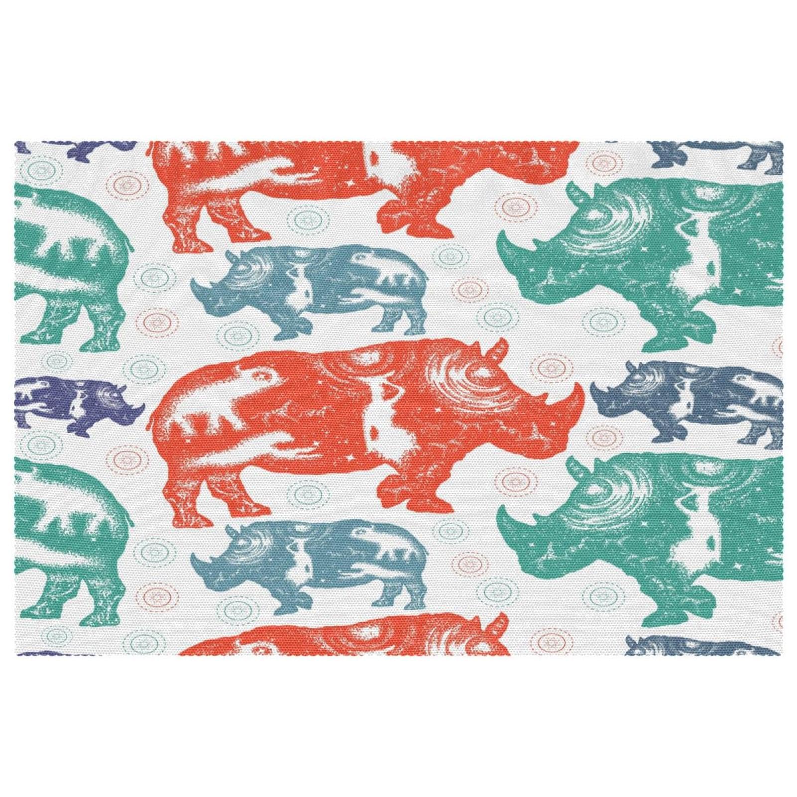 Sets de table résistant à la chaleur rhinocéros africains de qualité