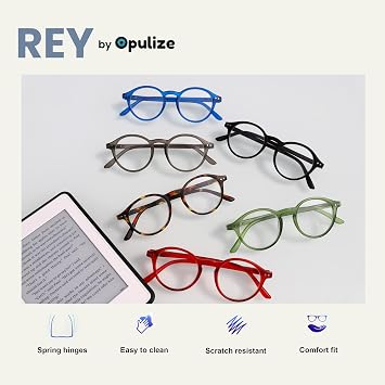 OPULIZE REY Reading Glasses for Women Men, Retro Round Frame with Spring Hinges, Matte Black +1.00 (Pack of 1)