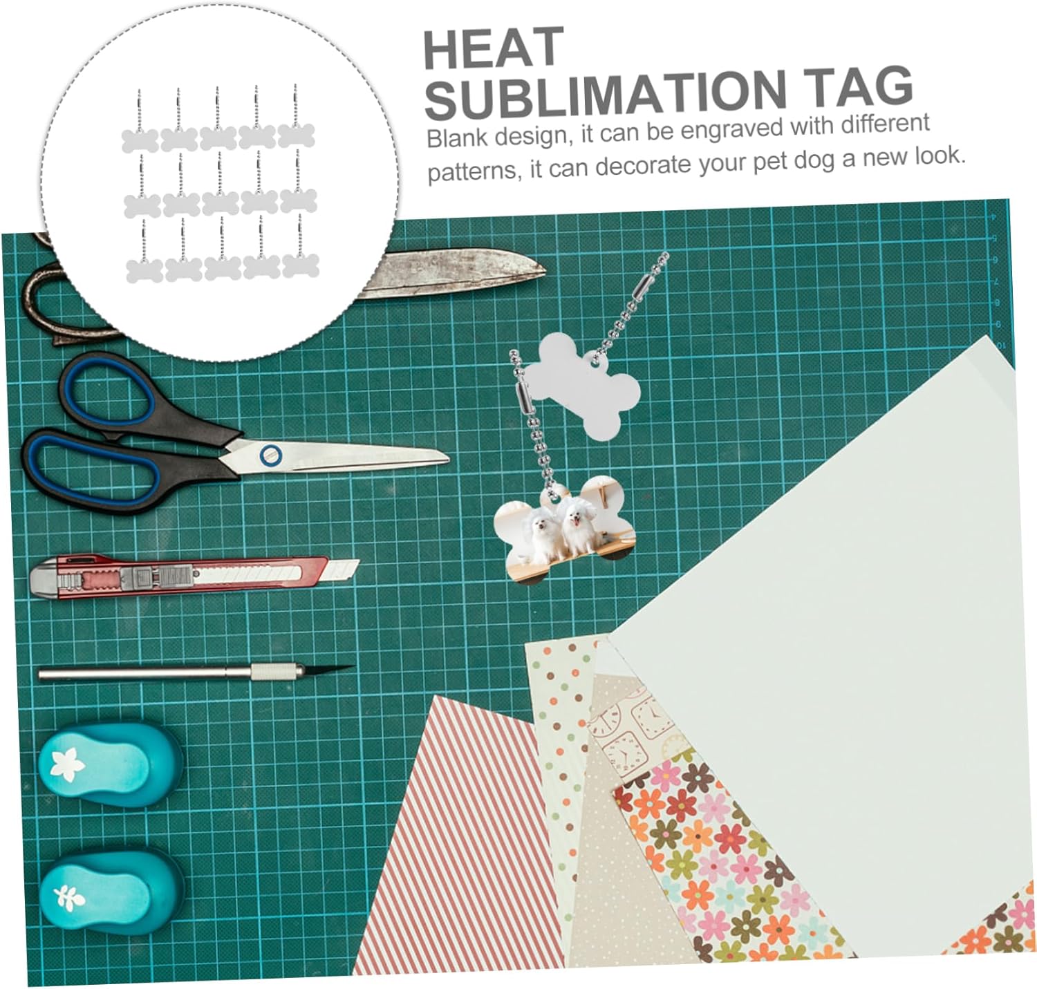 DOITOOL 60pcs Double-Sided Blank Sublimation Dog Tags Name Tags for Dogs and Cats for Engraving Information