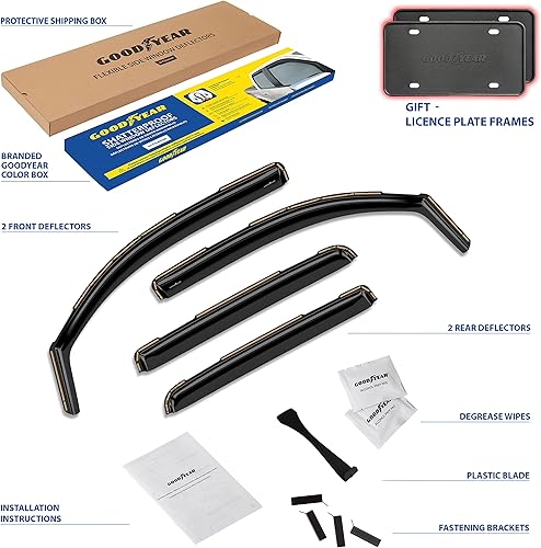 Miniatura 6 de Goodyear Deflectores de ventana inastillables en el canal para Chevrolet (Chevy) Avalanche 2007-2013, protectores de lluvia, viseras de ventana para