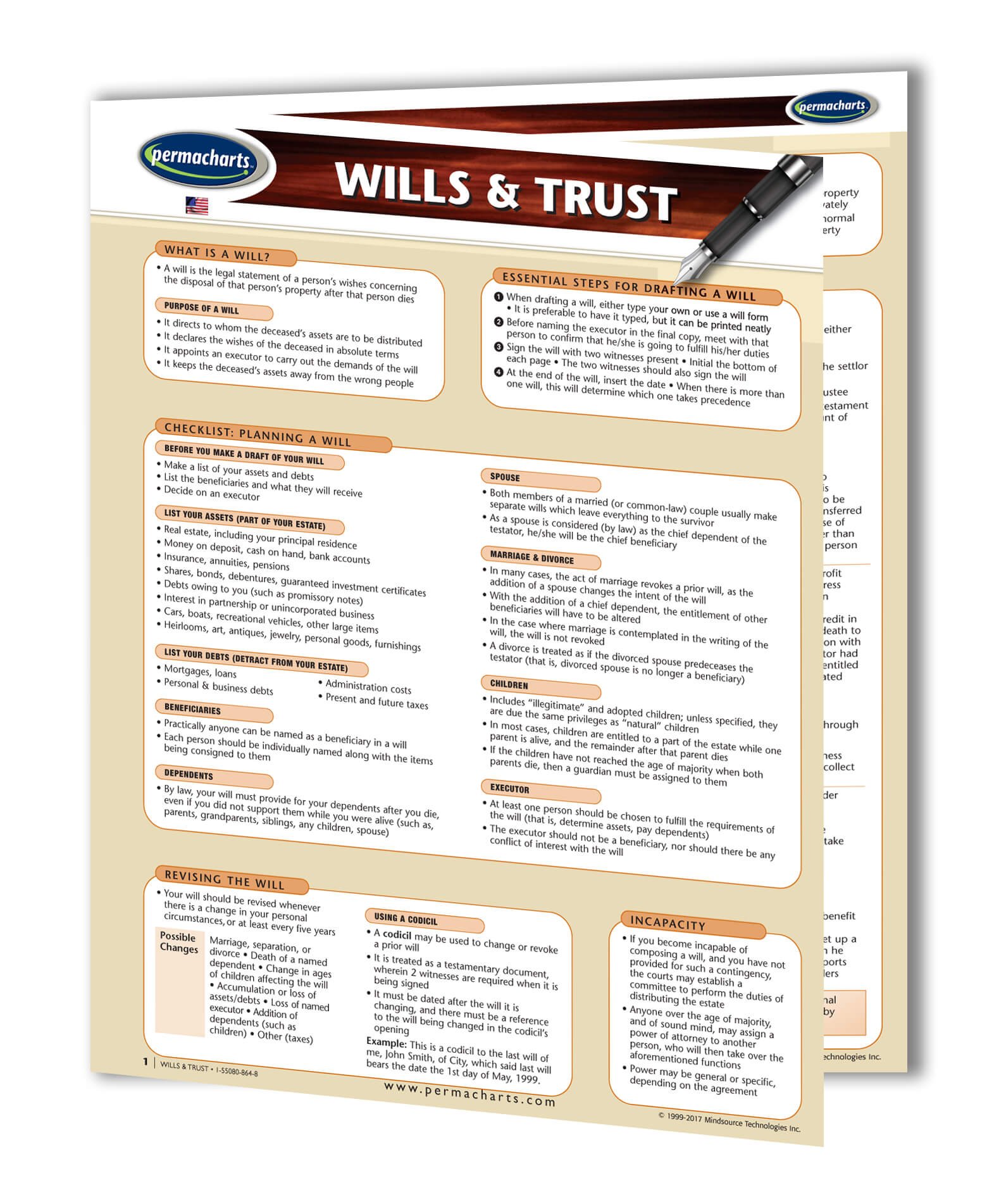 Wills and Trusts Family Law - Quick Reference Guide by Permacharts
