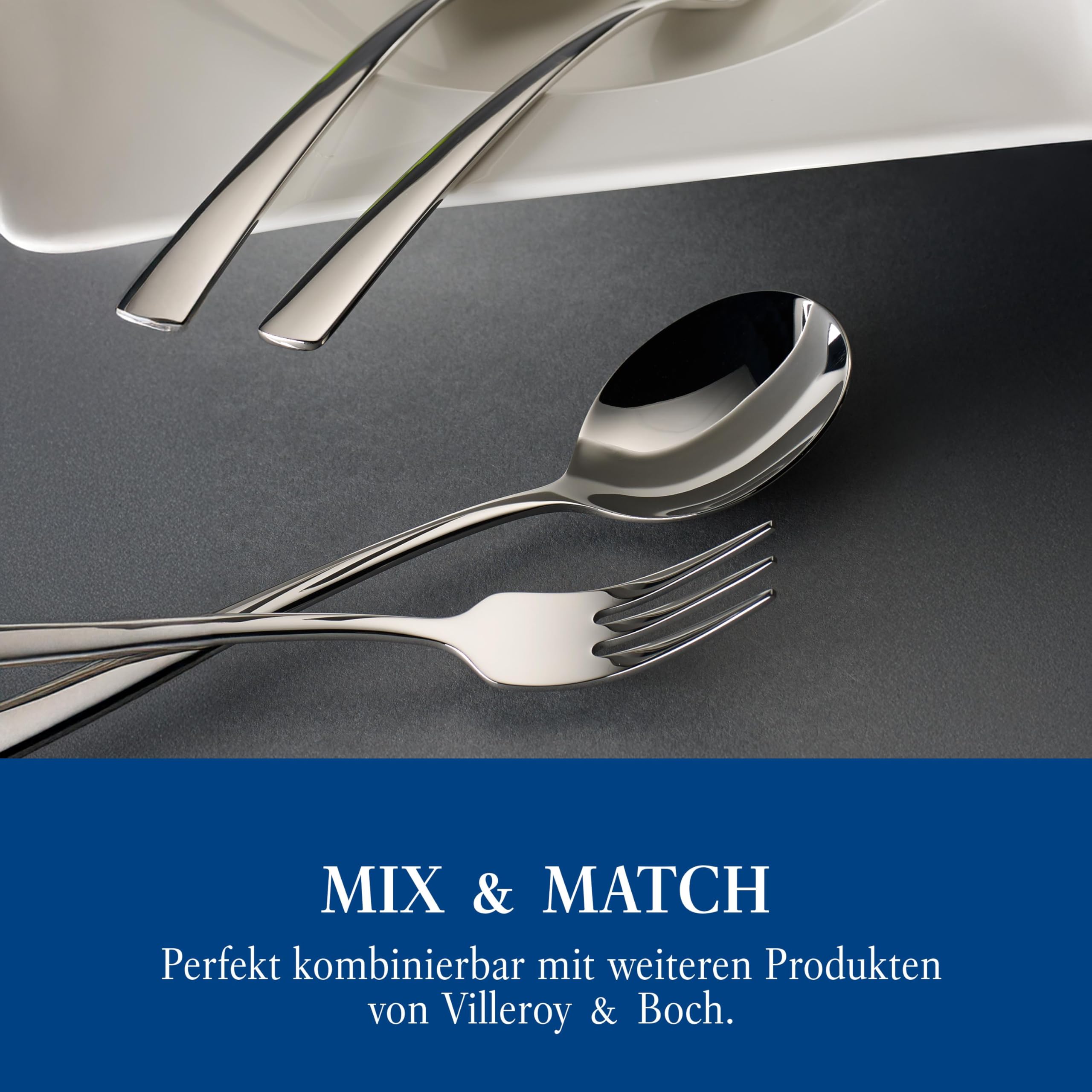 Villeroy & Boch - Daily Line 6-częściowy zestaw łyżeczek do latte macchiato, srebrne, nadają się do mycia w zmywarce, łyżki do latte macchiato, łyżki do lodów, platyna, stal nierdzewna
