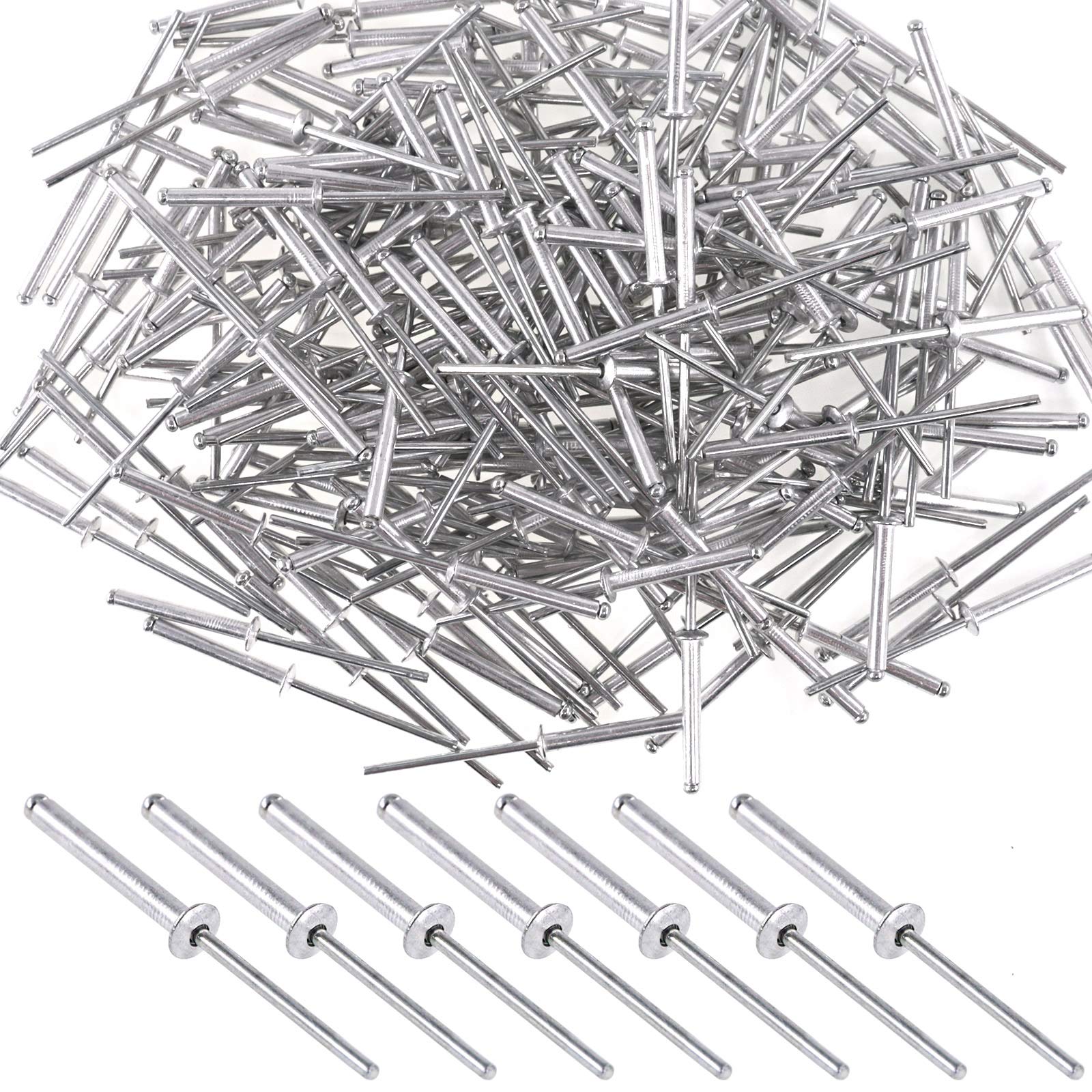 Mardatt 200Pcs Aluminum Blind Rivets 1/8 x 15/16 Inch (3.2x24mm) Pop Rivets Decorating Fastener Core Pulling Rivets for Sheet Metal, Woodworking, Industrial