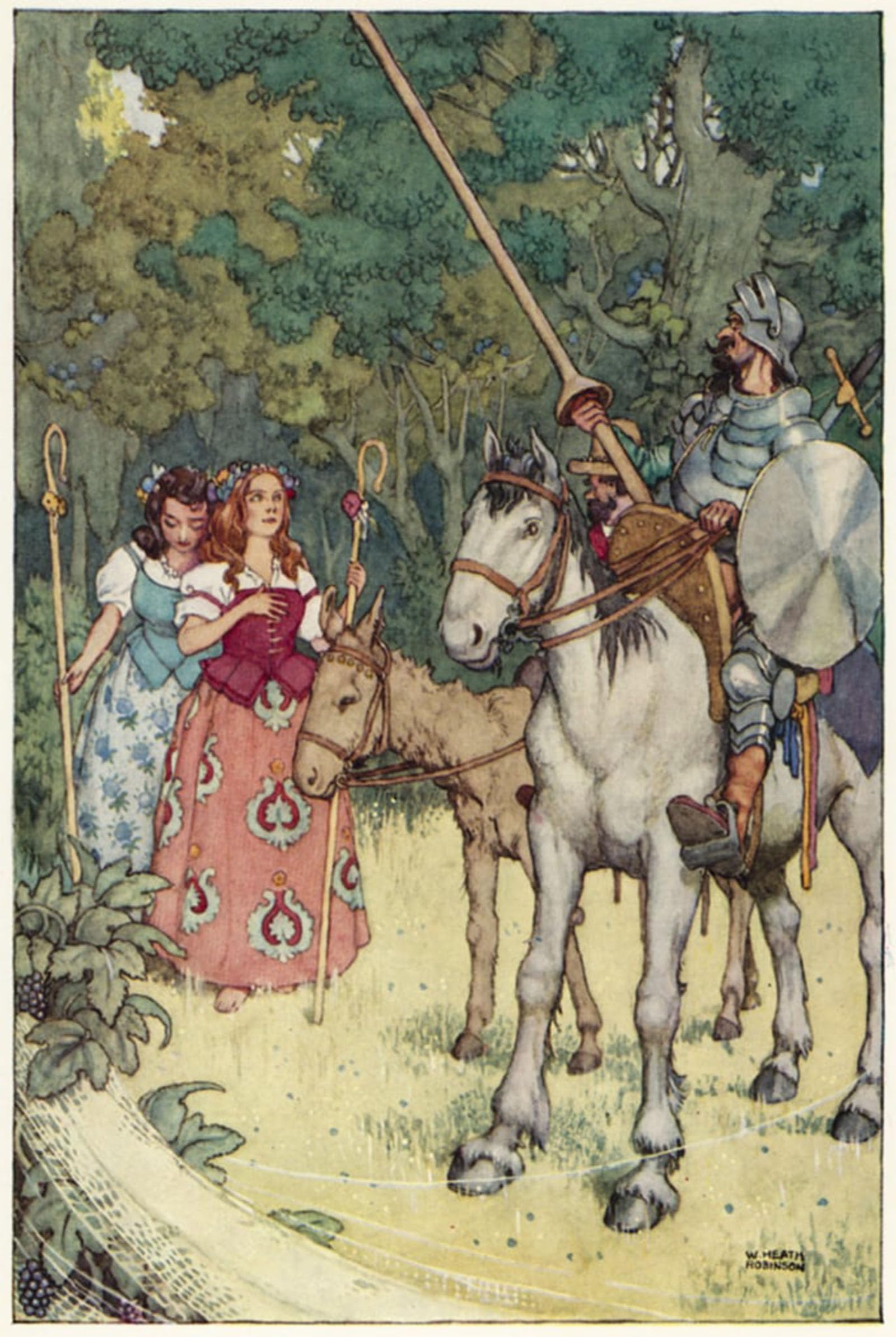 POSTERIIk Vintage Art Print Images Pictures Print Illustration for the Adventures of Don Quixote by William Heath Robinson Modern Colour Posters for Office Home Decor 60x90cm
