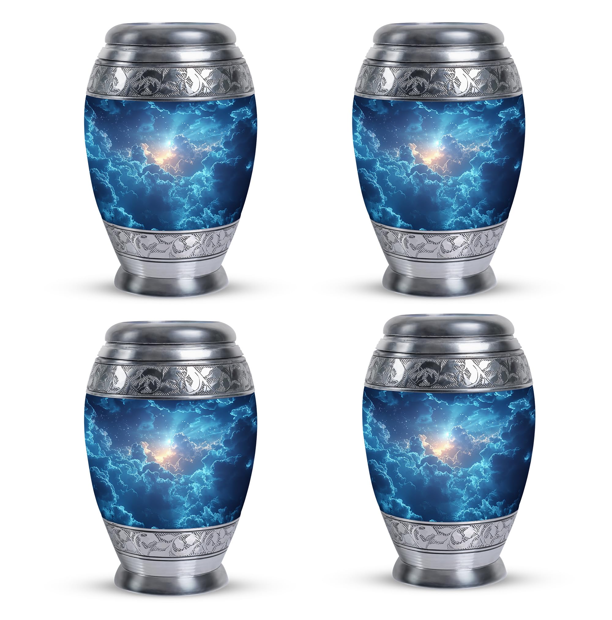 YATHABHISA Small Urns for Human Ashes, Decorative Urn, Mini Keepsake Funeral Urn, Urn Keepsakes for Ashes, Funeral Urns Small 3''_Blue | Sky Urn | Small Keepsake urns for Ashes, Set of 4