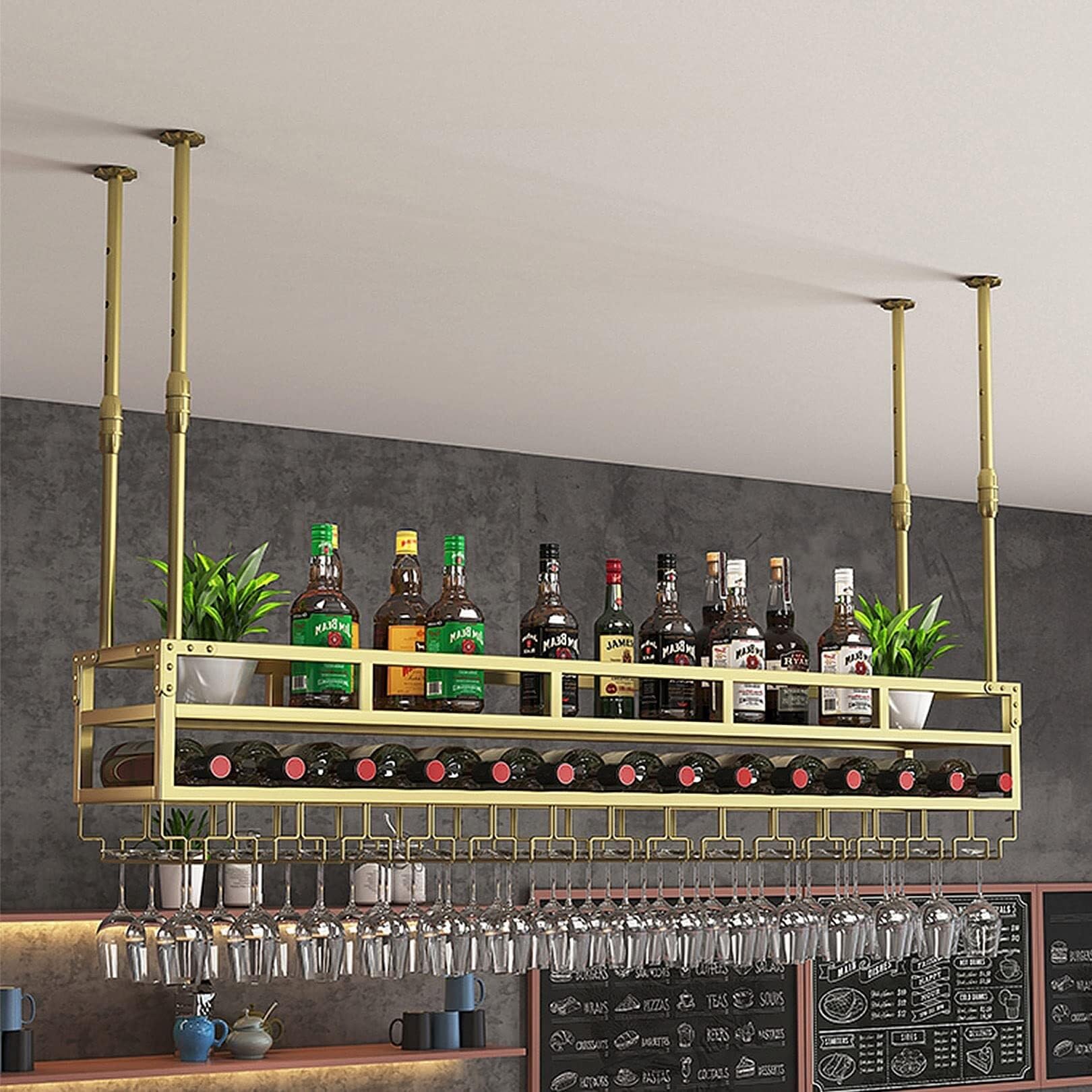 Rangement vintage pour bouteilles et verres au design élégant et compact