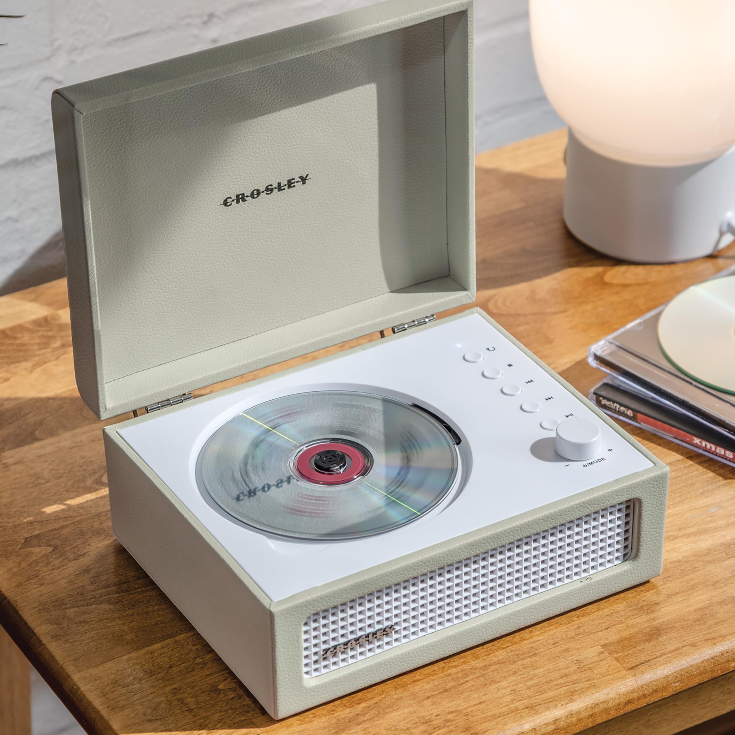 Crosley CR3517A-DU Voyager - Lettore CD portatile retrò con altoparlanti stereo Bluetooth e radio FM, Dune