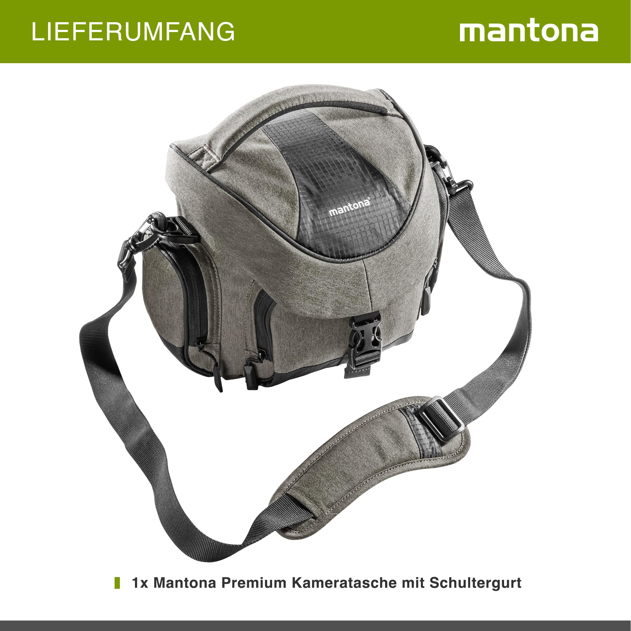 Mantona Premium Sac à Dos pour Appareil Photo, rembourré, pour Appareil Photo DSLR et Accessoires, Appareil Photo Hybride, Appareil Photo DSLM, Objectif supplémentaire, avec Poches supplémentaires