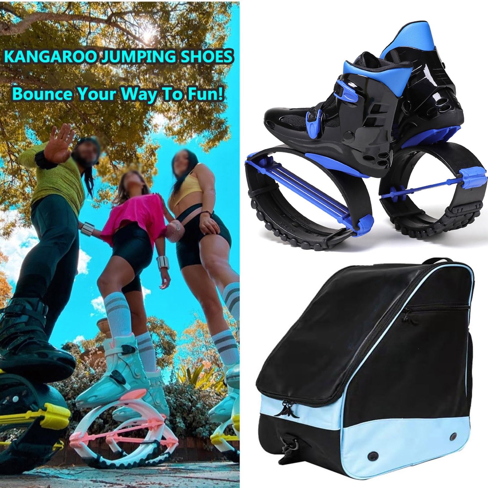 Scarpe da Salto a Forma di Canguro con Borsa, Scarpe da Rimbalzo per Adulti e Giovani, Stivali da Fitness per Esercizi, Scarpe rimbalzanti con 3 Molle