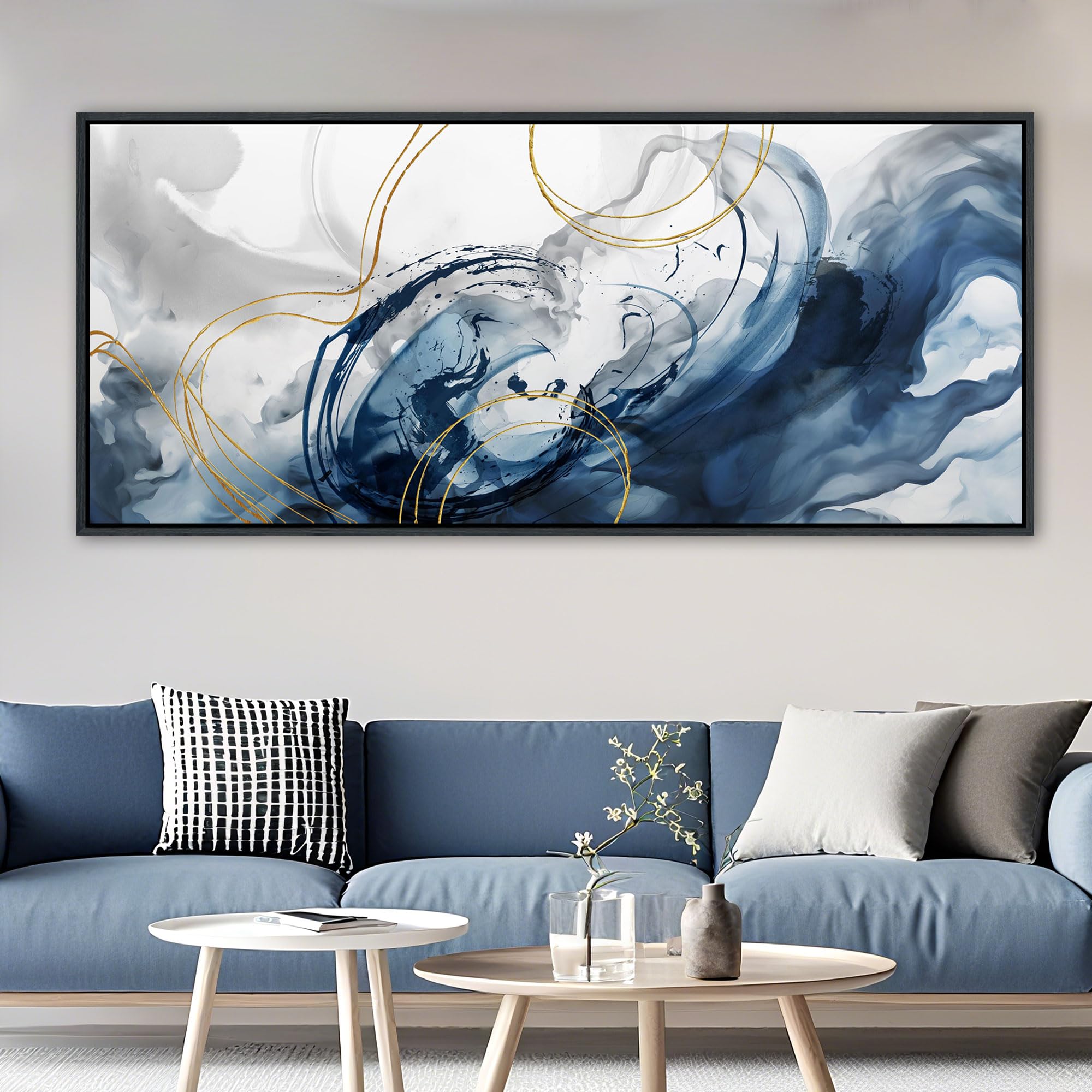 Mofutinpo Blue Abstract Wall Art Large Canvas Wall Decor Modern Home Decor Office Wall Decor Home Decorations for