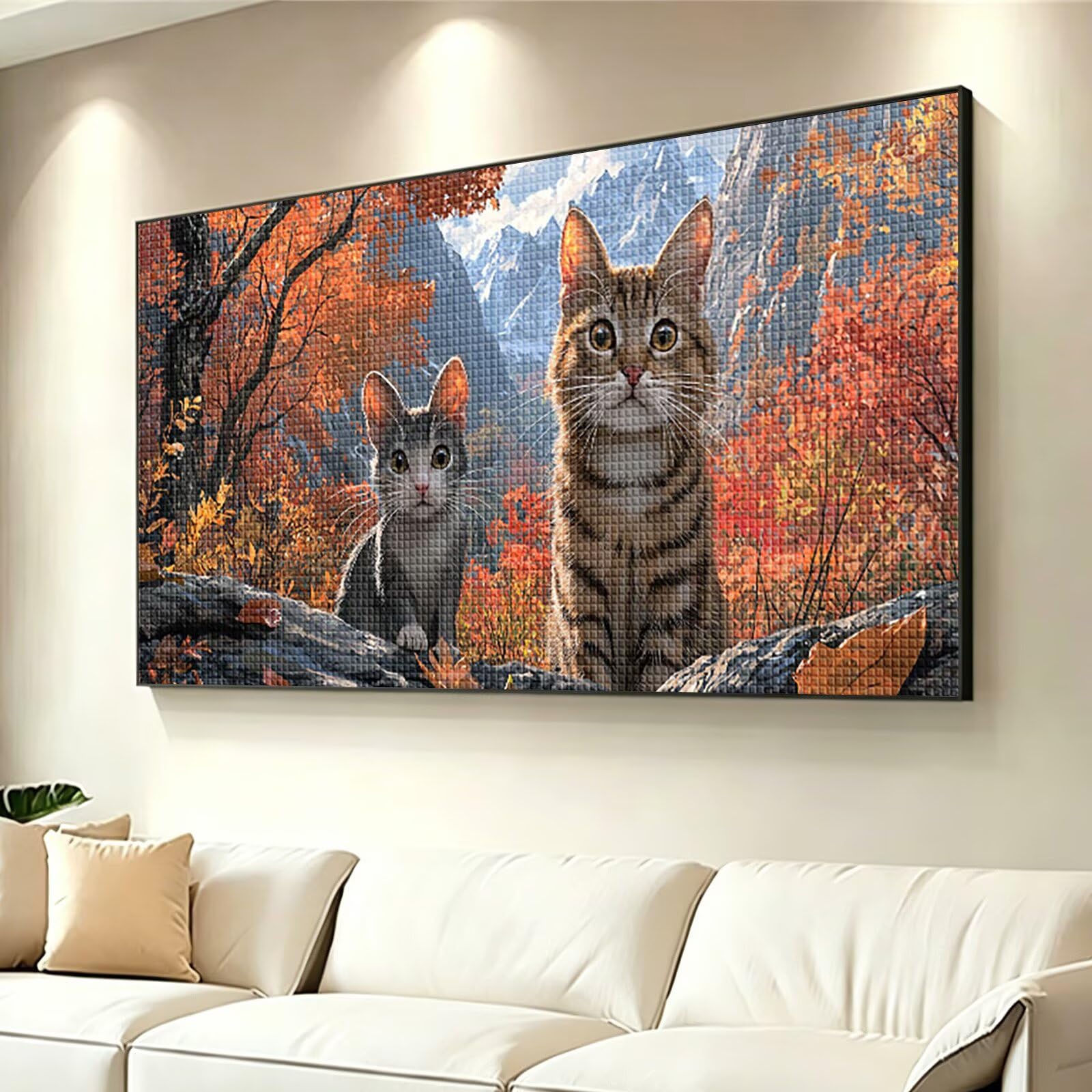 Diamond Painting Grande 160x80cm Gato Diamond Painting Adultos, DIY Animal Pintura de Diamante Manualidades Adultos, 5D Cuadrado Rhinestone Bordado Punto de Cruz para Home Decoration Regalo 0J-145