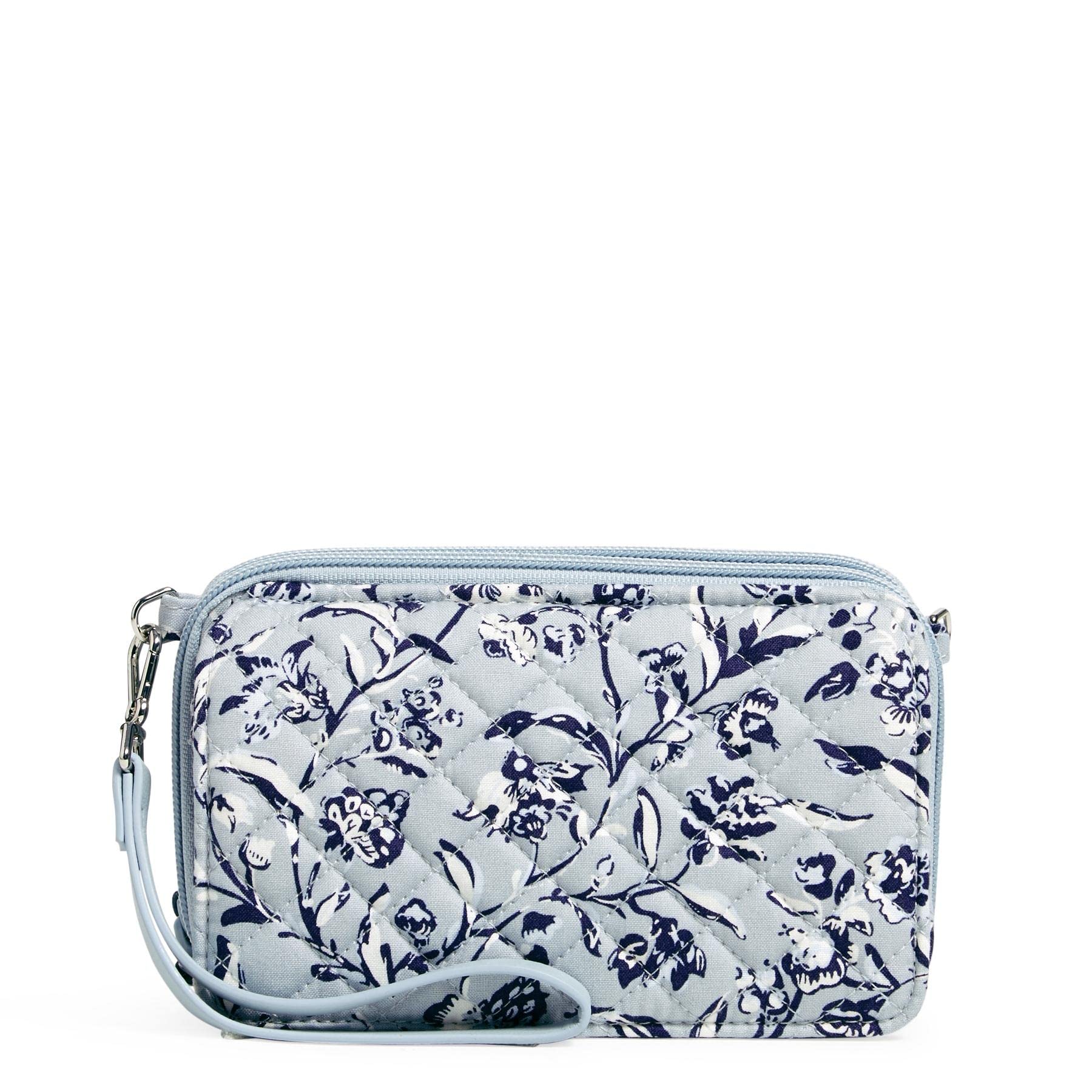 Vera Bradley Cotton All in One Crossbody Purse with RFID Protection, Perennials Gray - Recycled Cotton, One Size