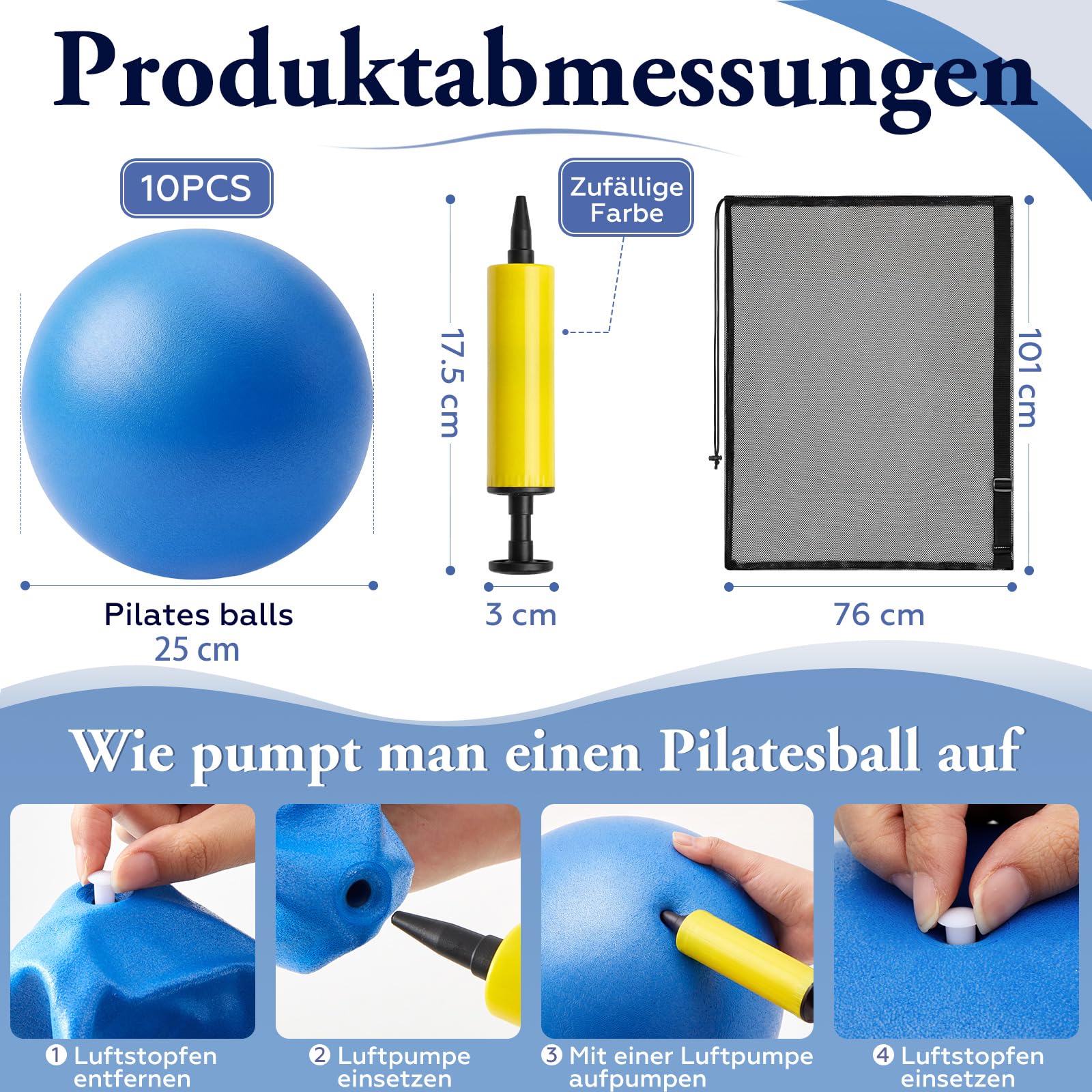 BBTO Palline da Pilates 25 cm Piccole Palline per Esercizi Antiscivolo Antideflagranti Ideali per Yoga Fitness Pilates Equilibrio e Fisioterapia