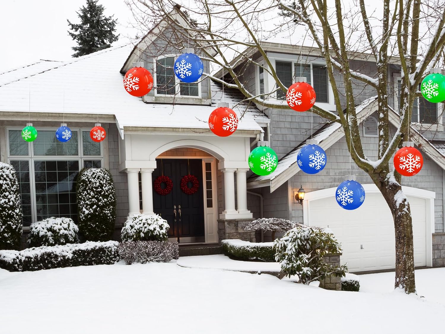 12 Pcs Outdoor Christmas Decorations, Large Inflatable Balls for Yards, Lawns, Porches, Gardens, Front Doors or Windows Christmas Decorated (9 Inch Balls)