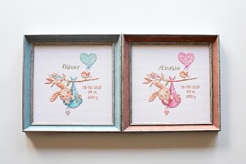 Aine - Boy Birth Sampler A1028, Baby Boy Birth Record Announcement Cross Stitch Kits 734x734, Cross Stitch Kits for Beginners & Advanced, Crossstitching Kit Adult, Embroidery Counted Stitching Kit