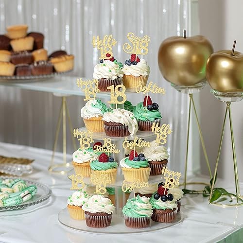 Miniatura 175 de 36 piezas de decoración para cupcakes de 10º cumpleaños con purpurina negra Hello 10 Ten Cupcake Picks Sweet 10 Double Digits Cake Decor for 10th