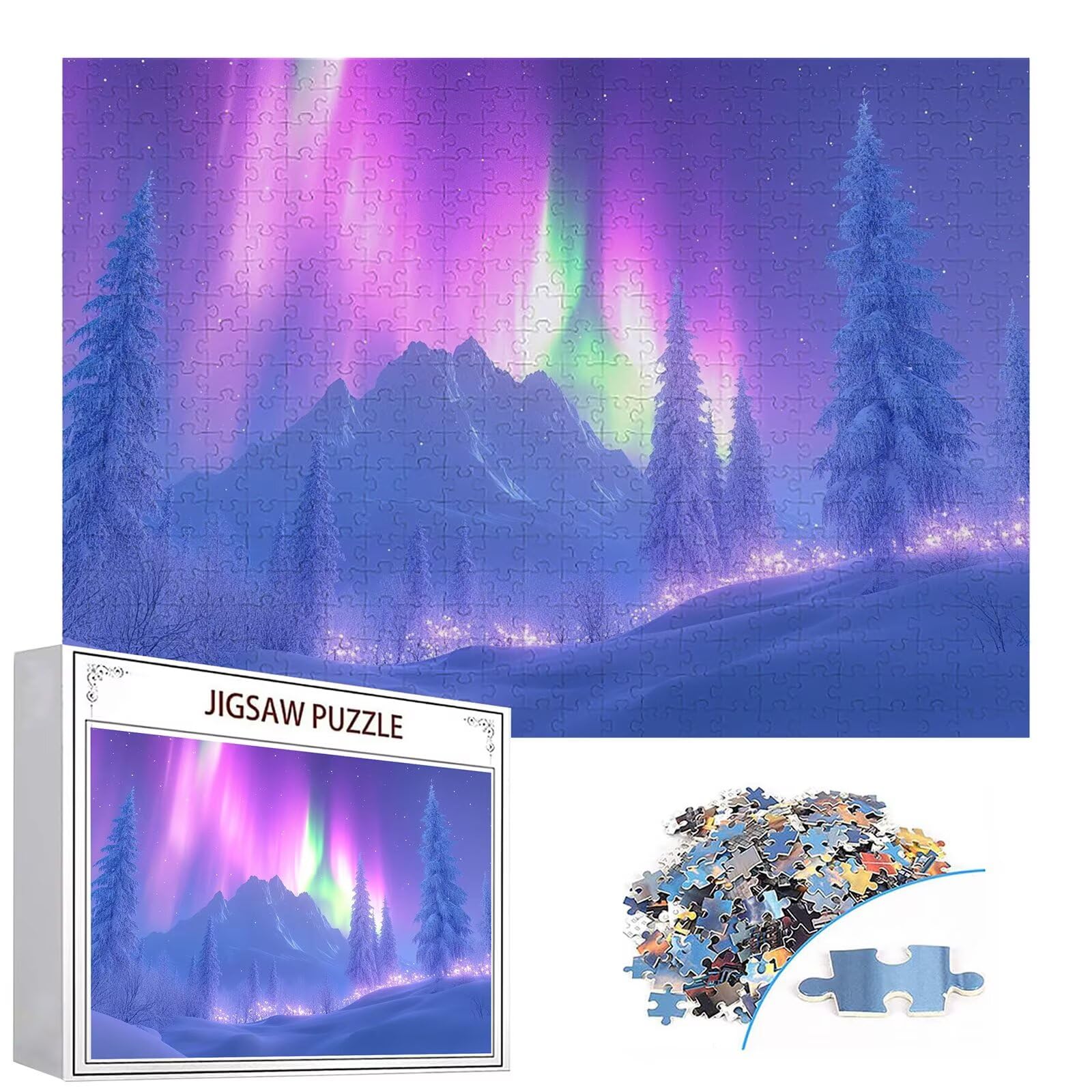 Puzzle 4000 elementów zorza polarna puzzle dla dorosłych zima 141 x 87 cm Unikalne rzemiosło klasyczne 3D drewniane układanka do rodzinnych gier biznesowych, układanka do samodzielnego wykonania nawet