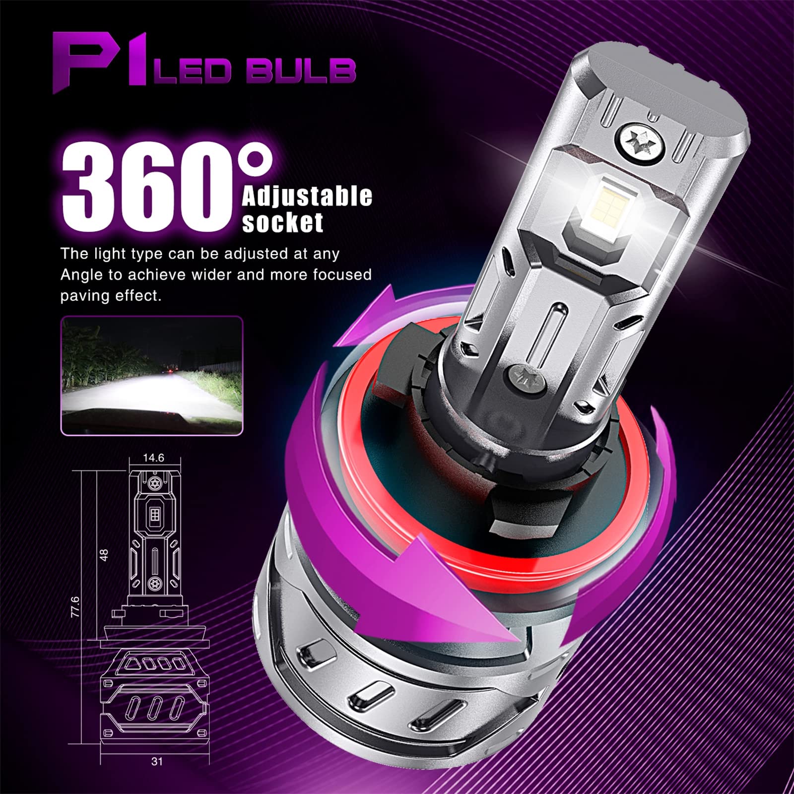 Ampoules De Phare LED, Phare LED Plus Lumineux 2500LM, LED Blanc Brillant 6000K, Plug And Play Pour Kit De Remplacement De Feux De Route Et De Croisement De Voiture, Lot De 2,9012