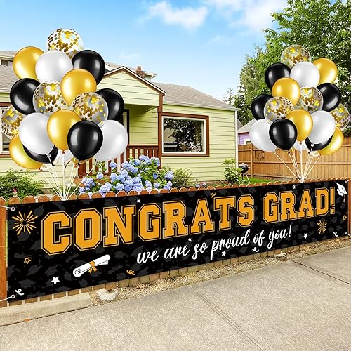 Cartel de graduación de 37 piezas para decoración de globos de clase de 2026, pancarta de felicitaciones graduadas para decoración al aire libre,