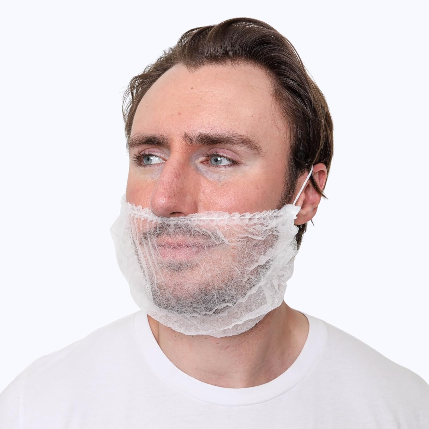 Disposable Pleated Beard Cover, Polypropylene Non-Woven Fabric, Breathable & Latex-Free, Comfortable Elastic Fit