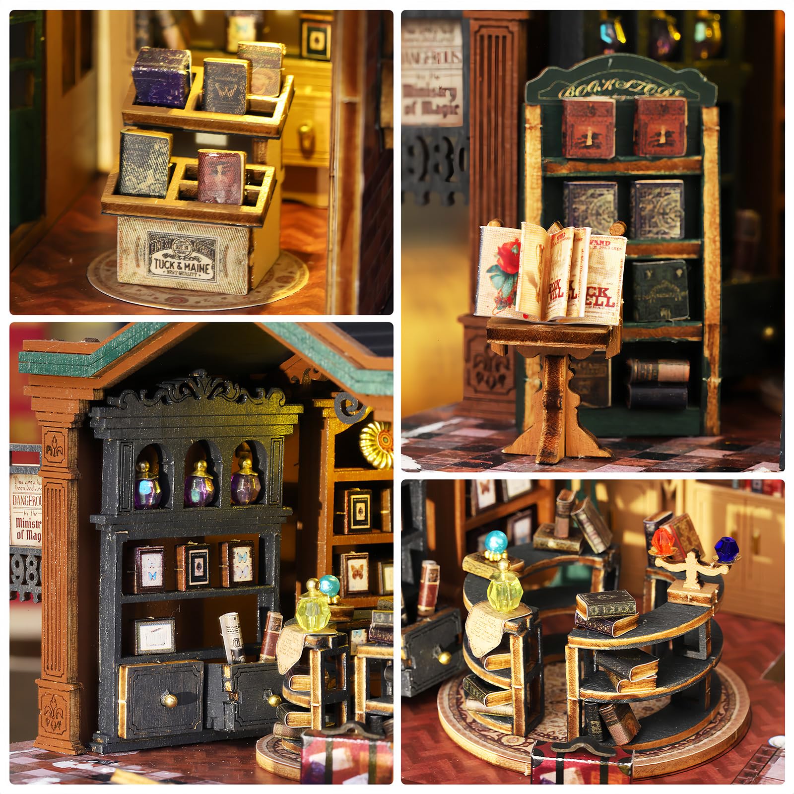 Cuteefun Miniatura Casa delle Bambole Kit, Dollhouse in Legno con LED, Kit Casa Minuscola per Adulti da Costruire, Regali Unici per Compleanni, Natale (Città Libro Crepuscolo)