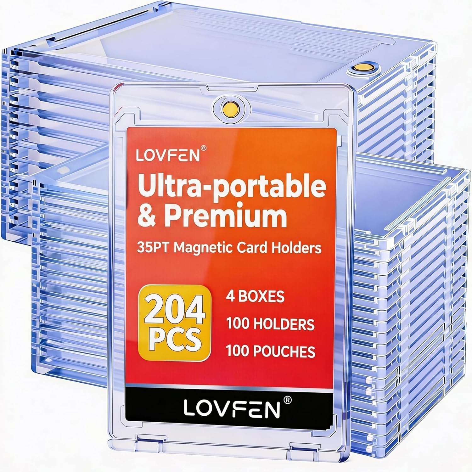 100ct Magnetic Card Holders, Super Thin Premium 35pt One Card Holder Touch Card Protectors Hard Plastic Mag Case for Sports, Baseball, and Collectible Trading Cards — image 1