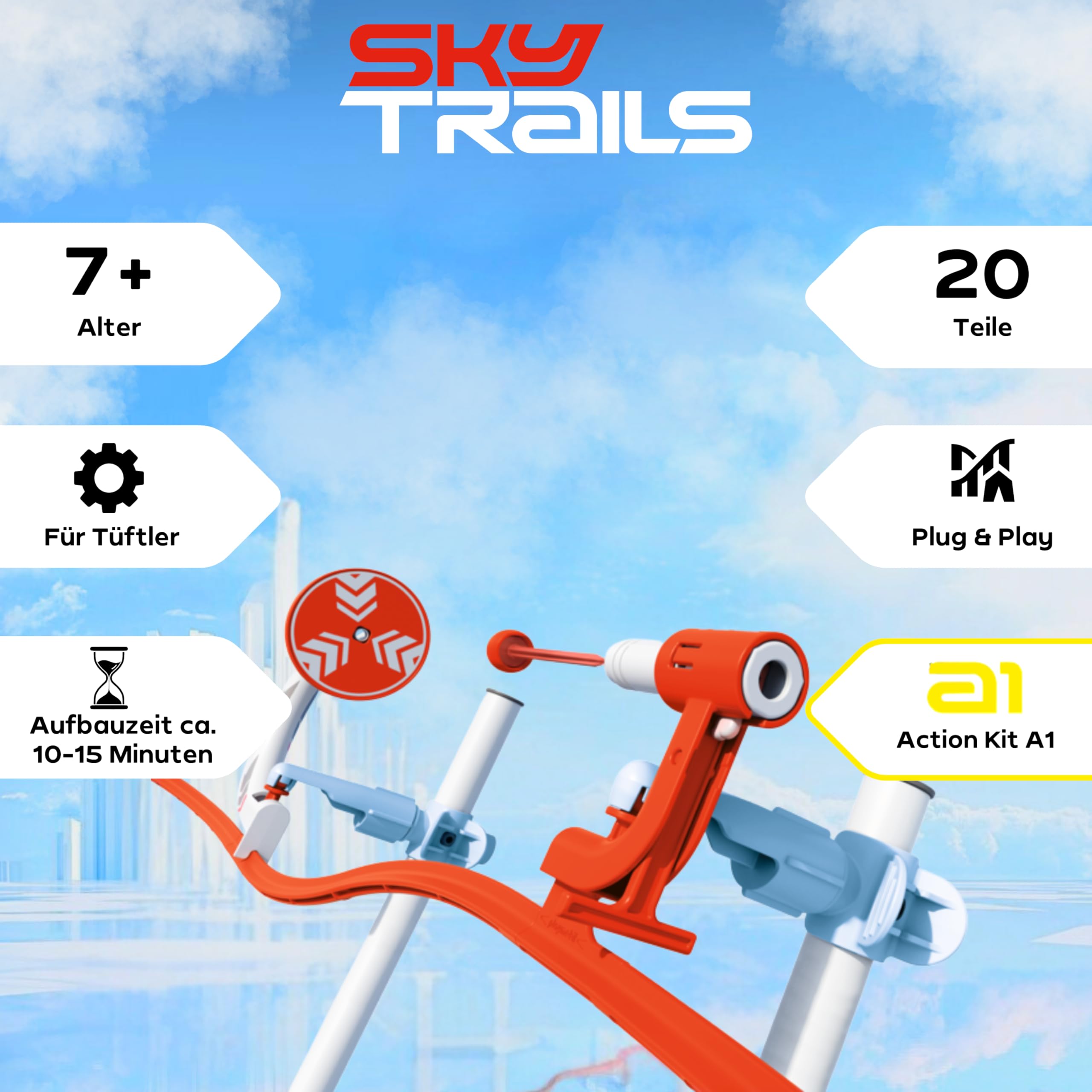 Sky Trails | Track Blaster | Konstruktionsspielzeug für rasante Strecken & Action | Baue, verbinde & erlebe spannende Abenteuer Kinder ab 7 Jahren | 71973