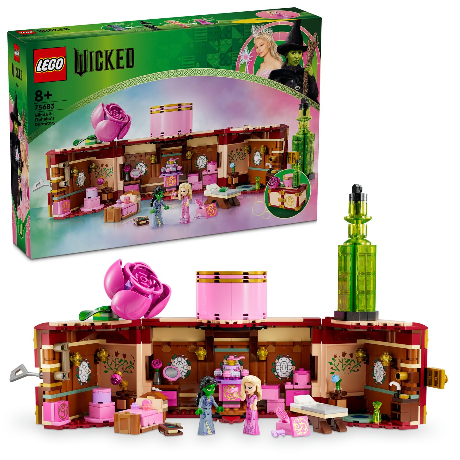 LEGO Wicked Glinda ve Elphaba’nın Yurdu 75683-8 Yaş ve Üzeri Çocuklar için 2 Mini Bebek İçeren Fantastik Oyuncak Yapım Seti (740 Parça)
