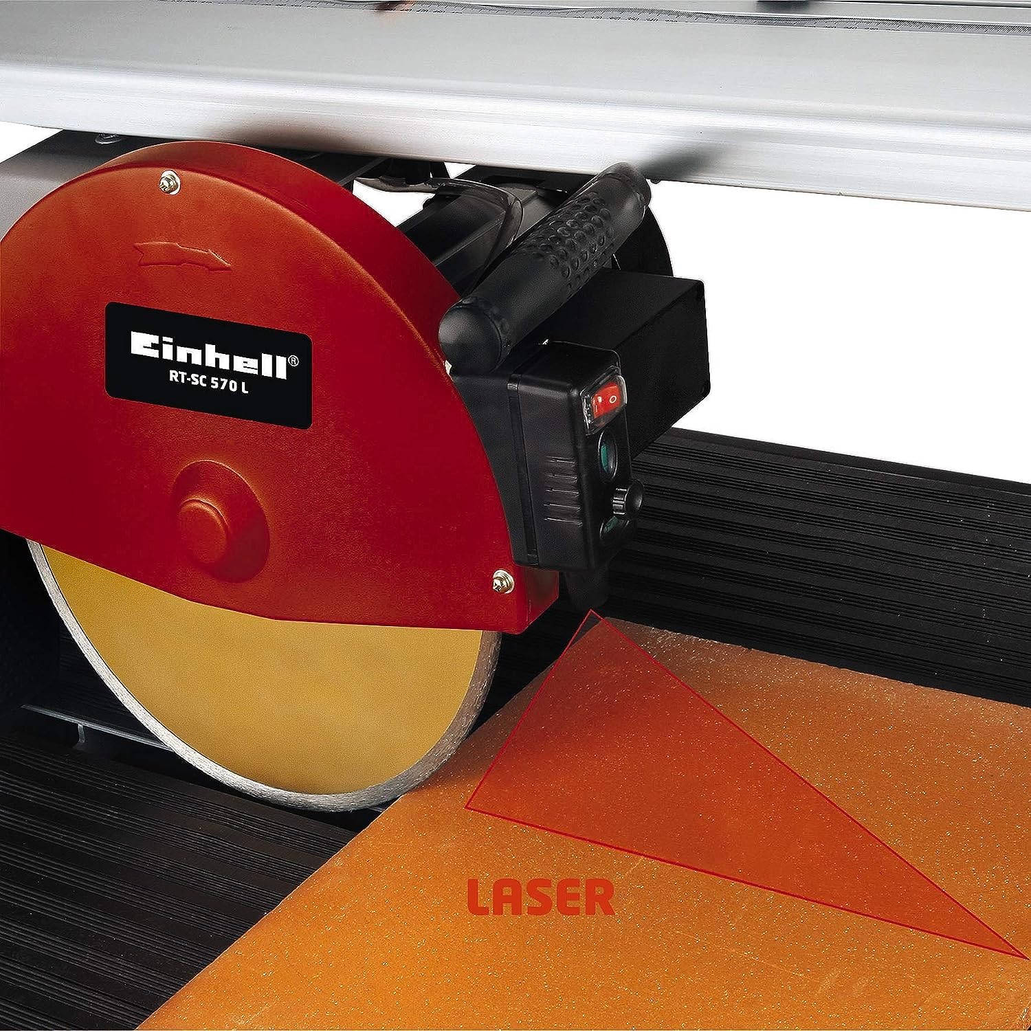 Einhell Tronçonneuse à matériaux laser TE-SC 920 L(2200 W, Longueur de coupe 920 mm, Interrupteur de sécurité, Butée d'angle réglable,Pieds stables)