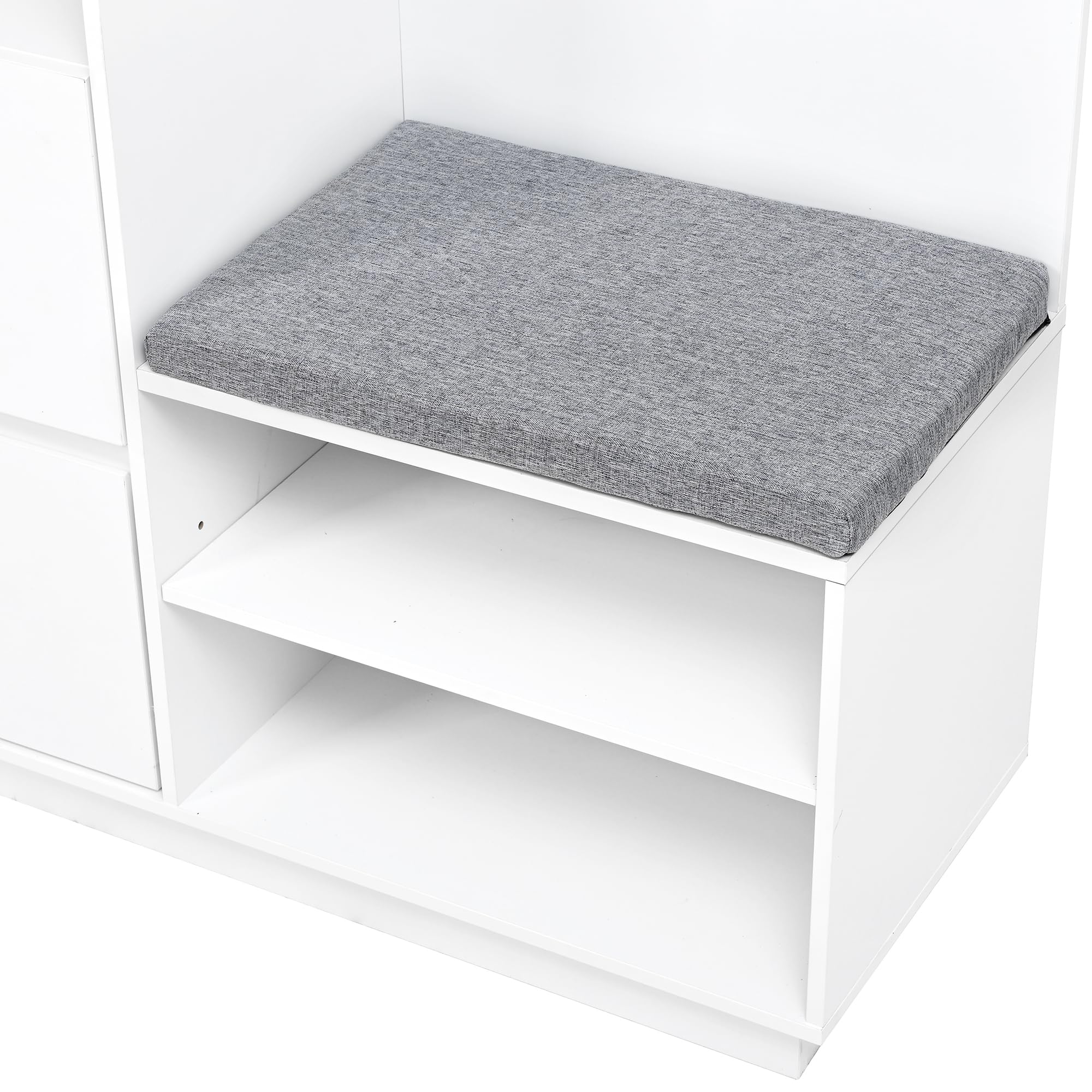 SUKY - Guardaroba compatto con specchio e panca, guardaroba da ingresso con scarpiera e ganci, 90 L x 34,5 P x 190