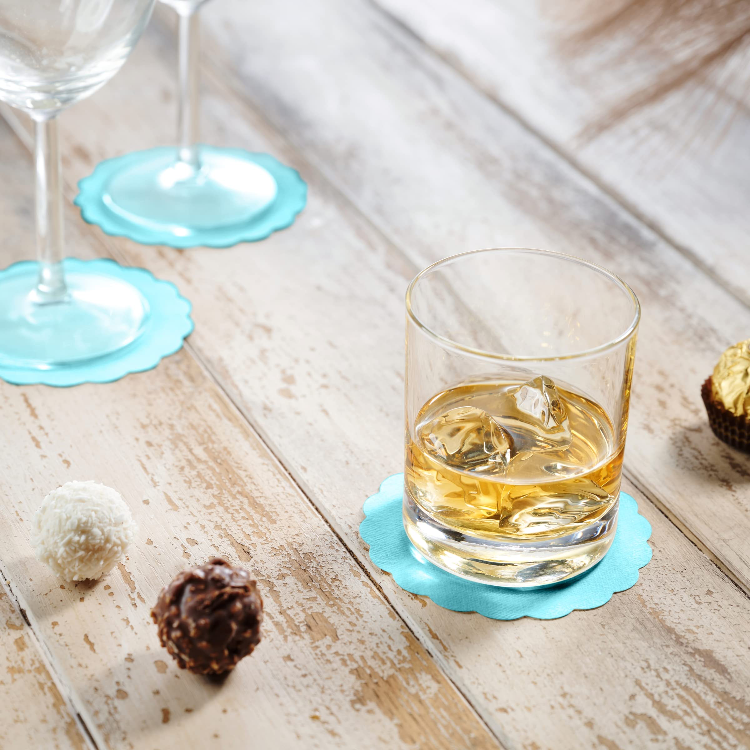 Posavasos desechables con tacto de lino para bebidas, posavasos redondos de papel de 3.5 pulgadas para bar, cóctel, bebidas, vino o evento, paquete de 500 unidades a granel
