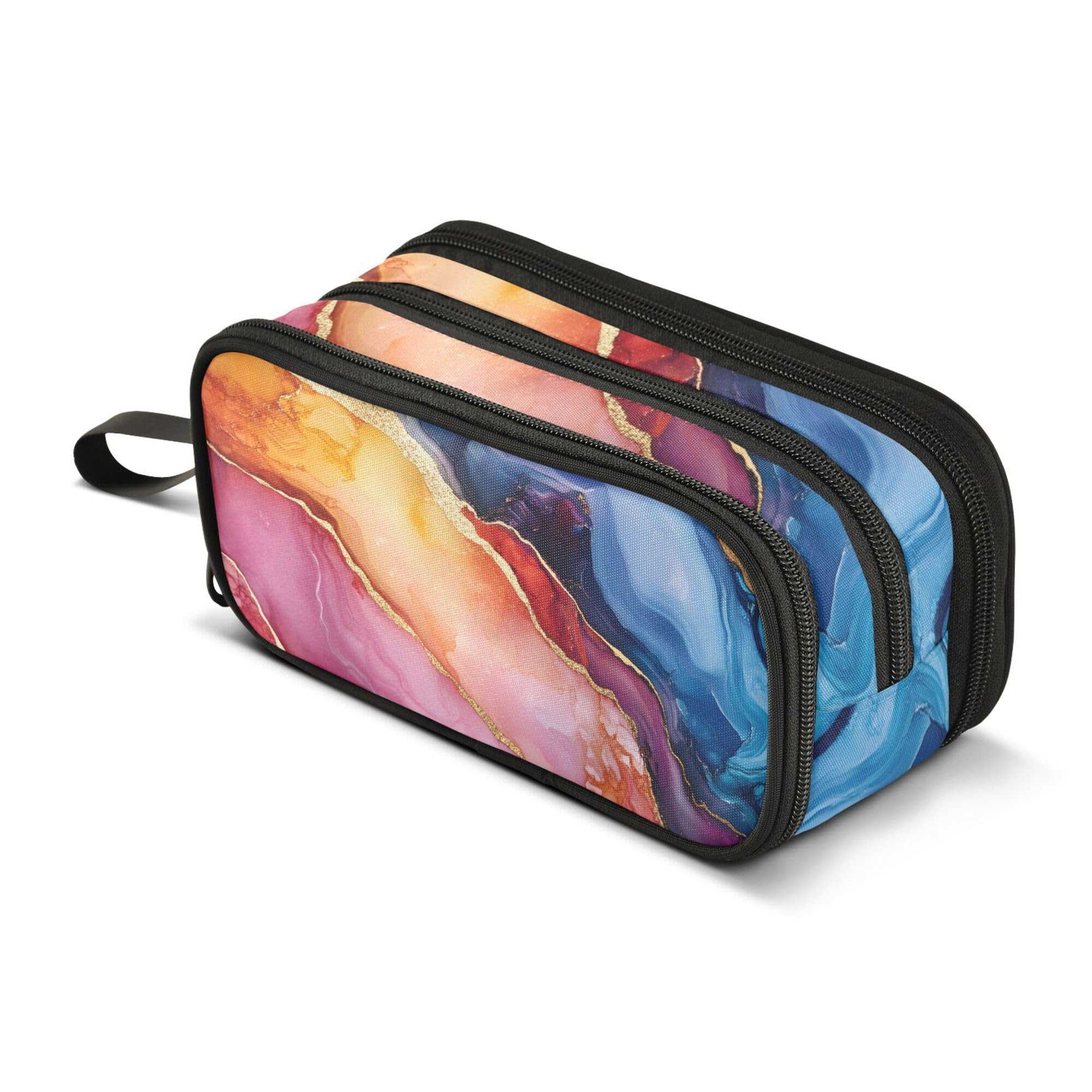 Large Pencil Case, Big Capacity Pencil Bag Pen Pouch Holder 3 Compartments, Colorful Marble School Office Supplies Stationery Makeup Bag Storage Organizer for Students Girls Boys Women Men โ image 1