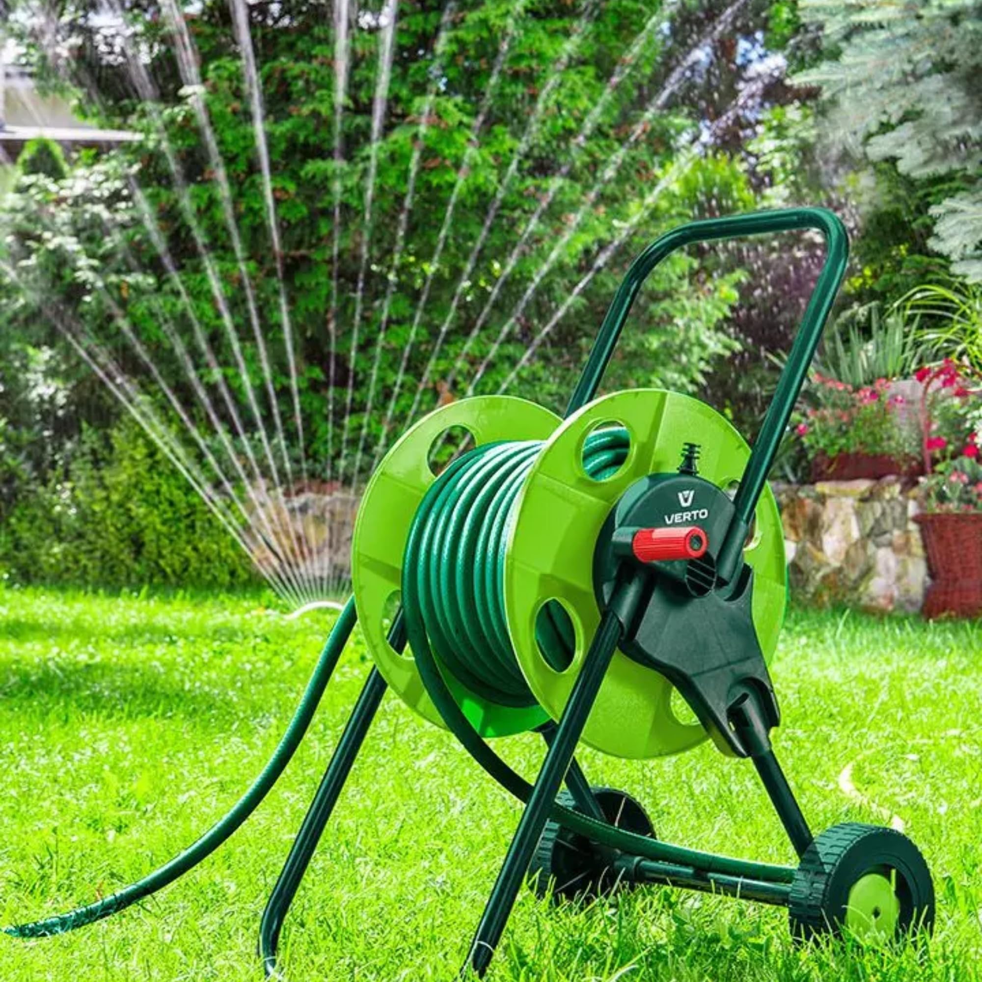 VERTO Gartenschlauch 1/2 Zoll, 50 m Länge, 4-lagiger, UV-beständig | Flexibel Schlauch, Wasserschlauch mit Anti-Algen-Innenausstattung, 24 bar Berstdruck, Grün