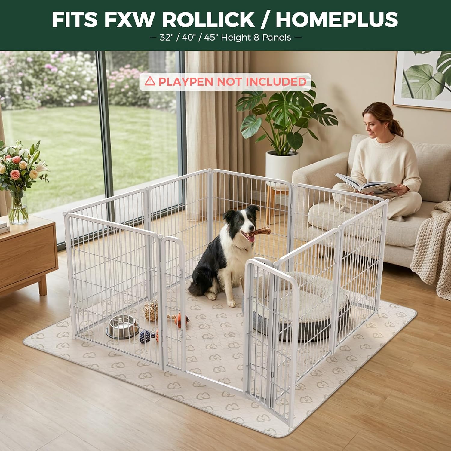 FXW Washable Pee Pads for Dogs, Puppy Pads with Super Absorbent, Specifically Designed for FXW Rollick/Homeplus 32/40/45inch 8 Panels Dog Playpen, 71" Square, Khaki, 2 Packs
