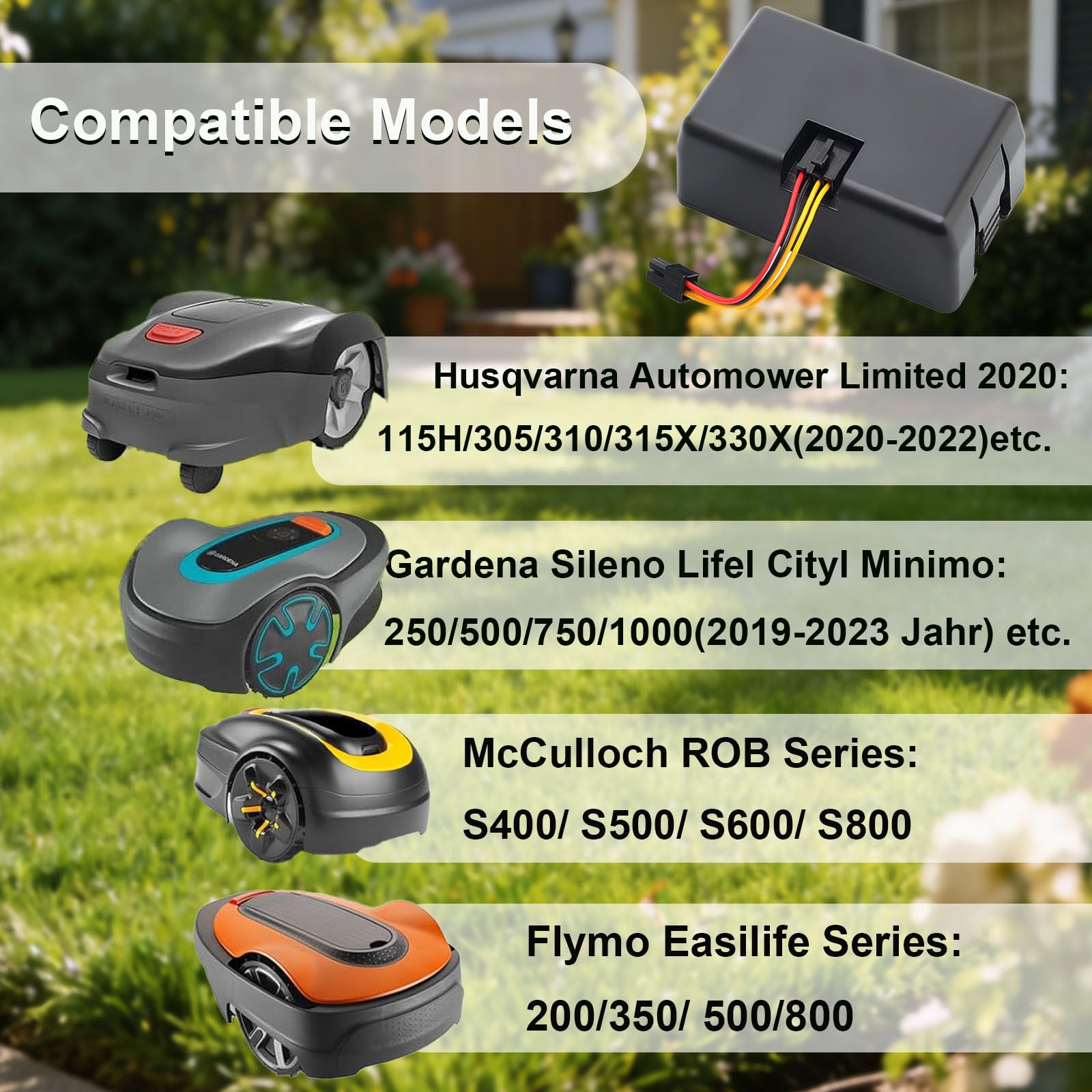 Batería de Repuesto de cortadora 18V 3000mAh para Husqvarna Automower Edición Limitada 2020 115H 305 310 315X 320 330X (Año 2020-2022) para Gardena sileno Life/City, Sileno Minimo, Flymo Easilife.