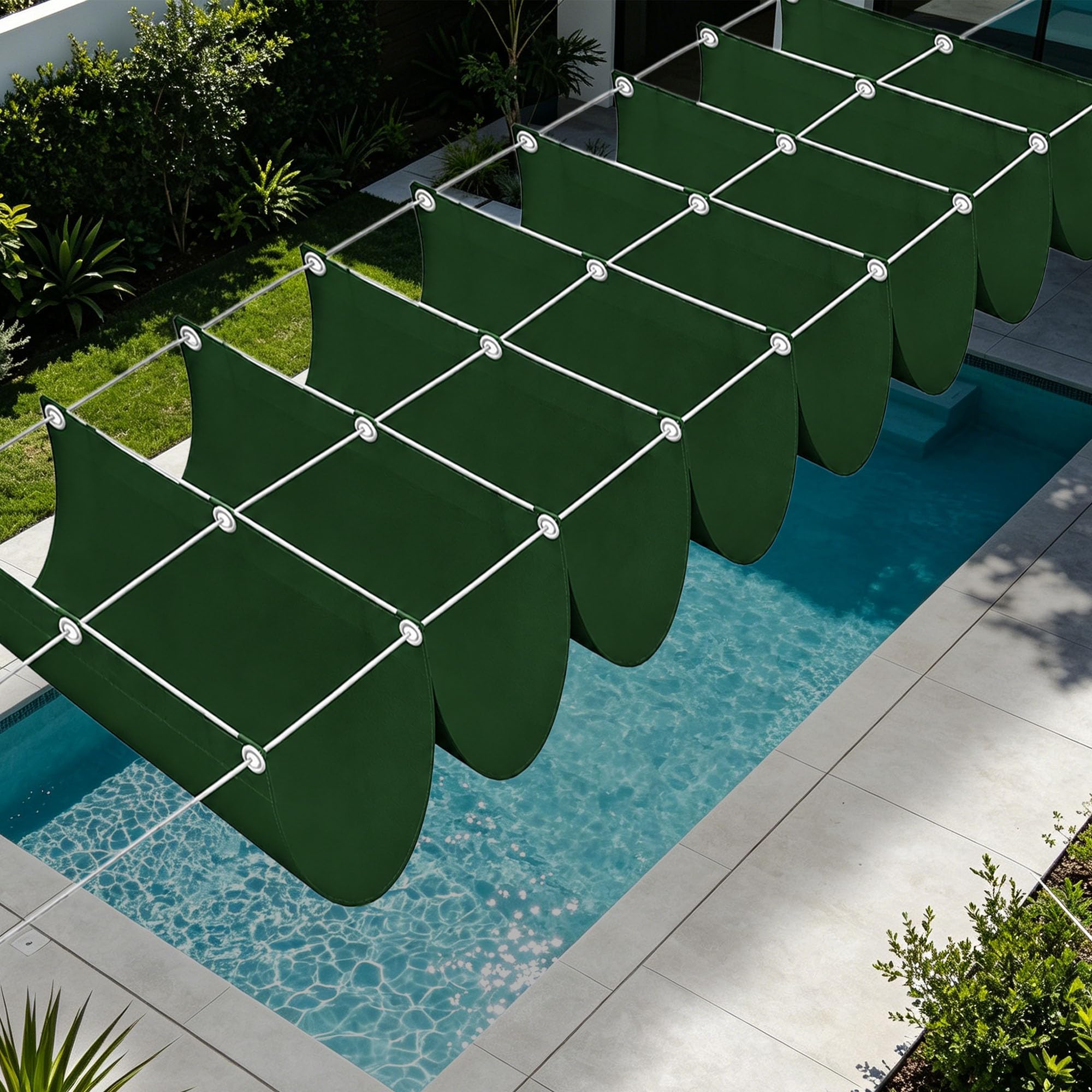Voiles solaire rétractable 450x300 cm vert foncé pour pergola luxe