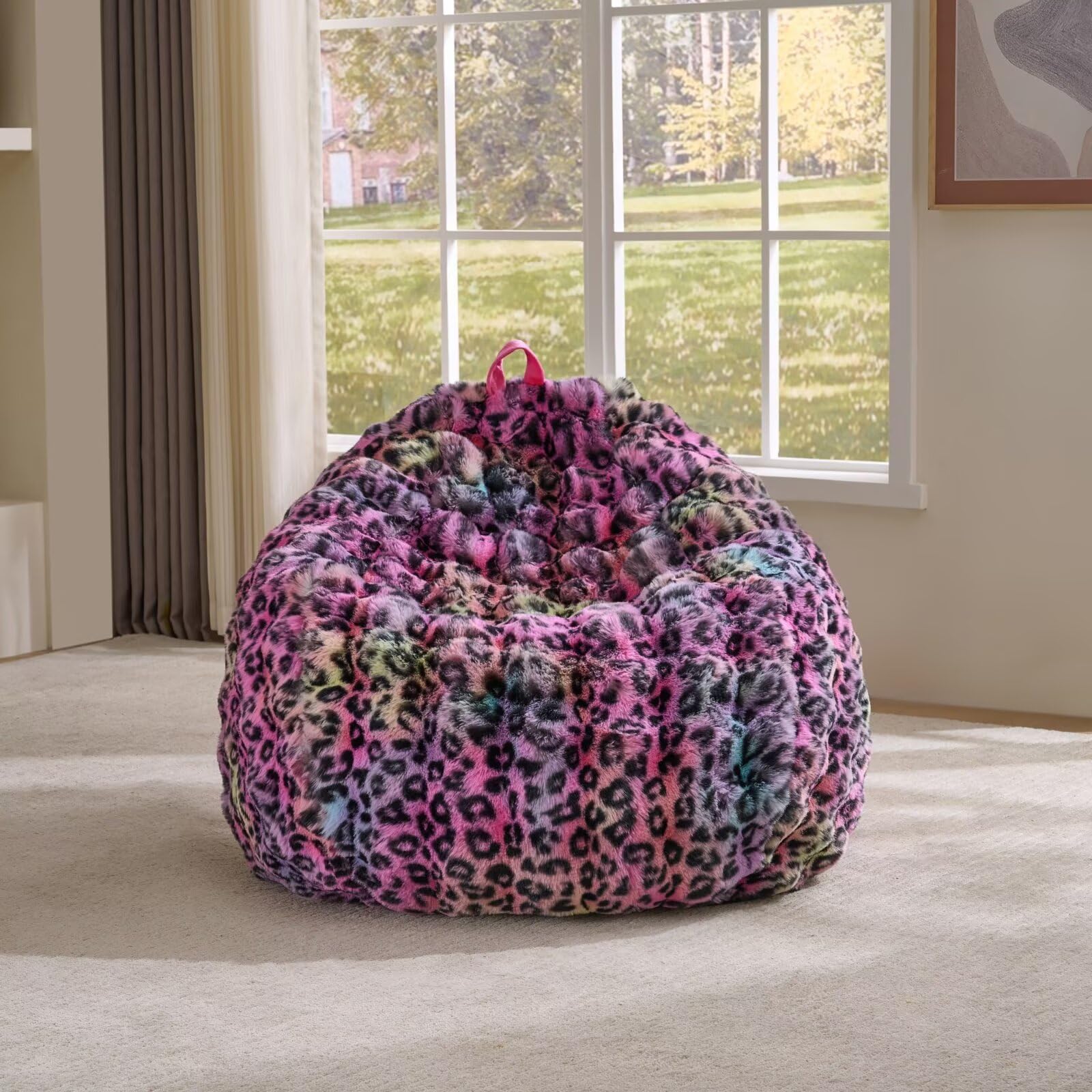 Animebody Fluffy Rabbit Fur Faux Fur Bean Bag Cover (without filler), Long Hair Shaggy Comfort - Storage Bean Bag Cover for Bedroom, Living Room, Bean Bag Cover โ image 1