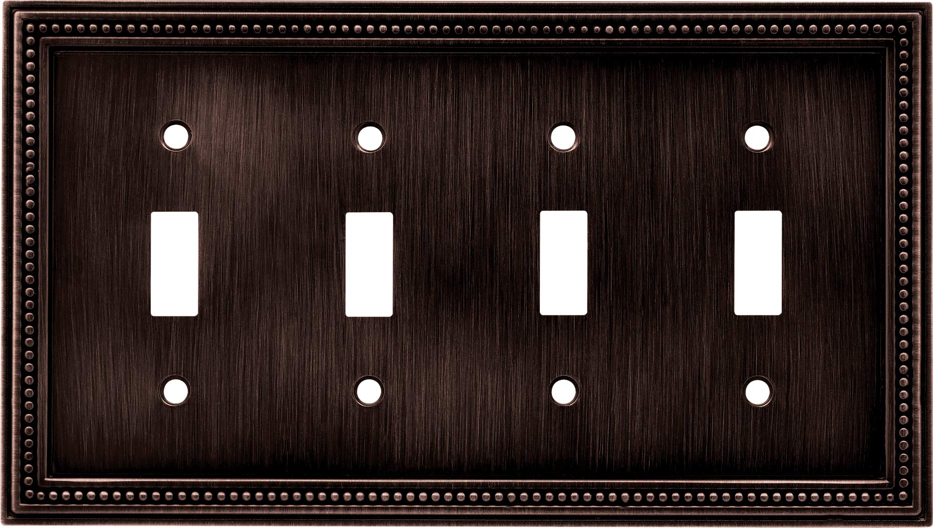 Brainerd 64404 Beaded Quad Toggle Switch Wall Plate / Switch Plate / Cover, Venetian Bronze