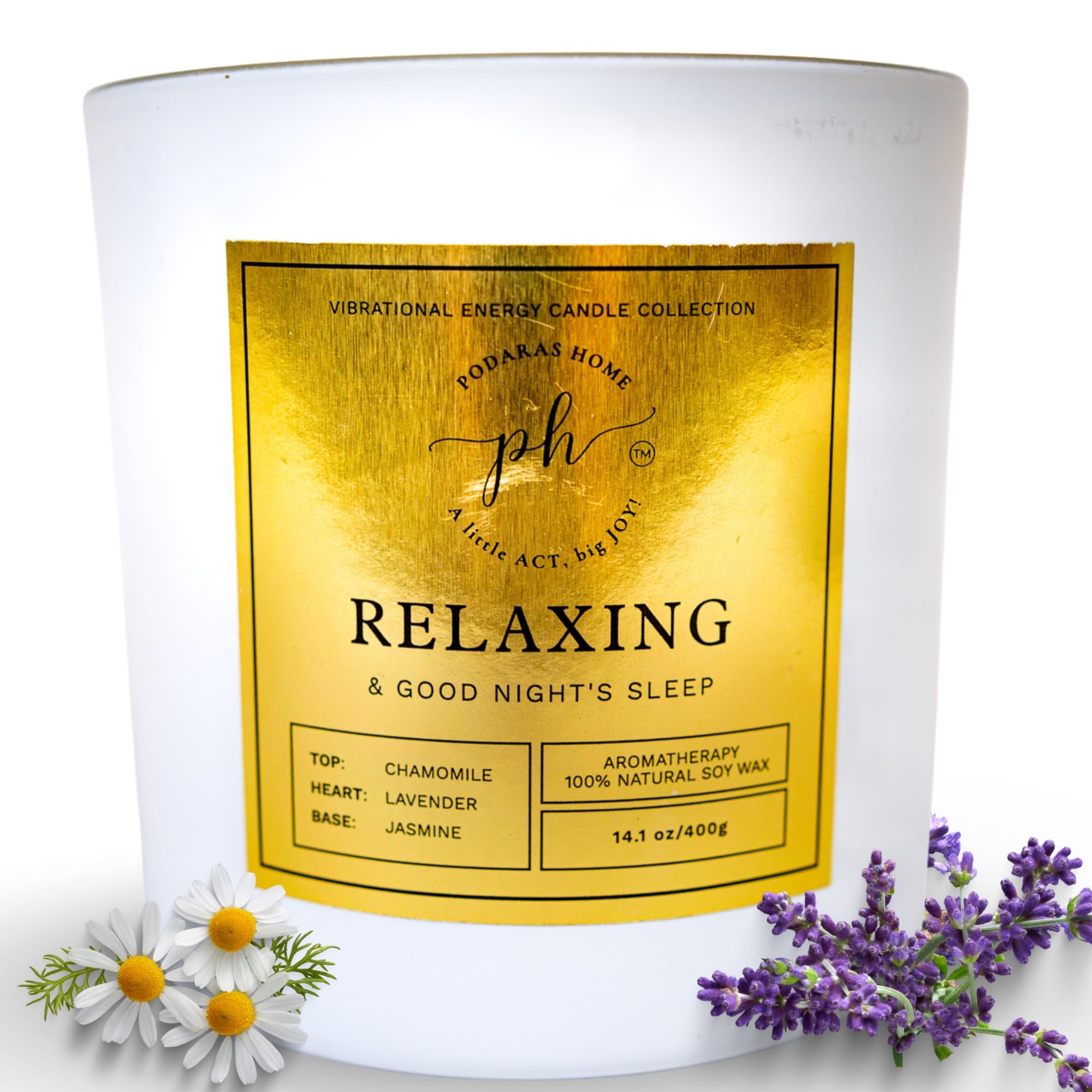 Luxury Candle for Relaxing & Good Night’s Sleep, Manifesting Vibrational Energy Candle, 100% Essential Oil, Soy Wax, 400g, 60 hrs of Burn time