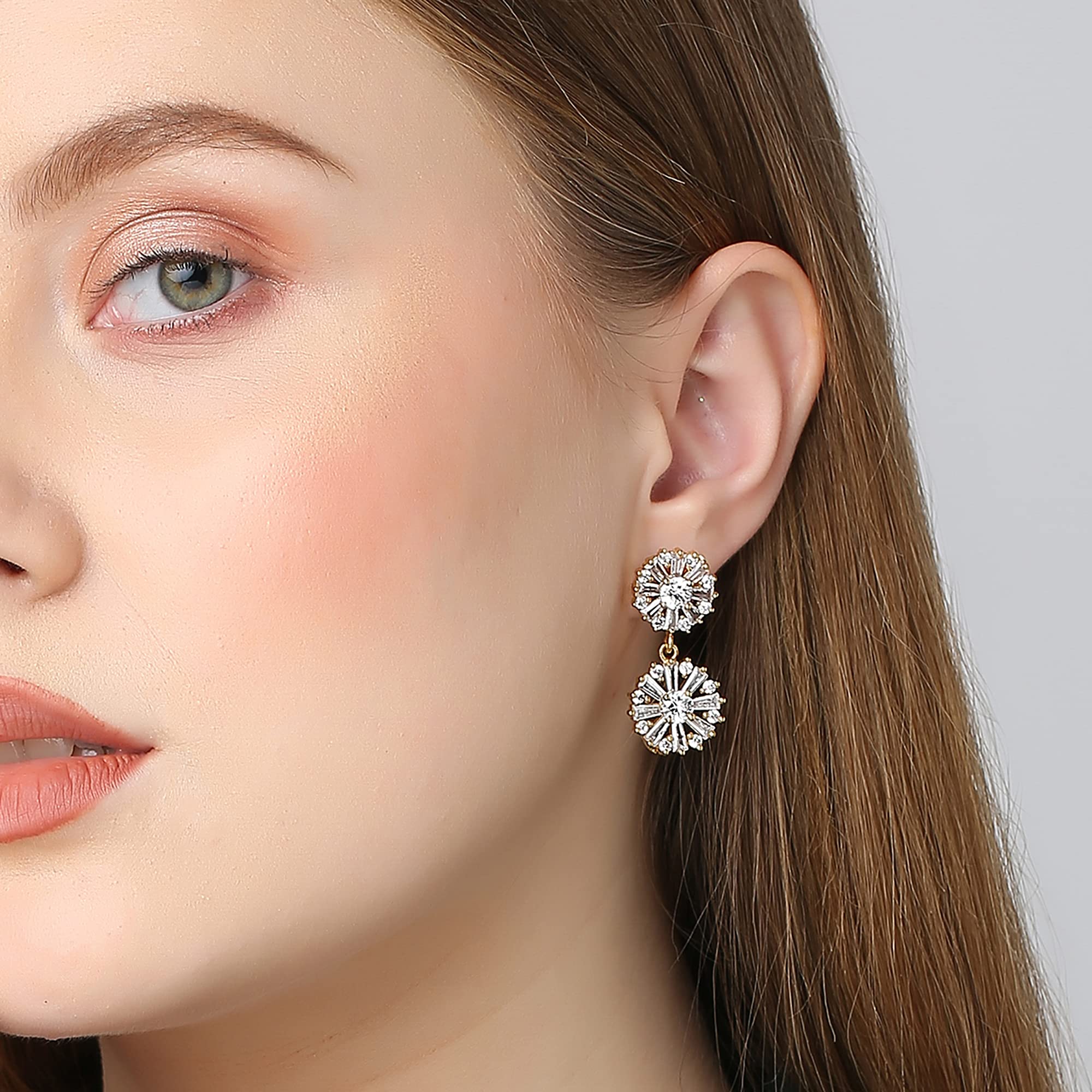 AAA+ Zircon Diamond Dangle Earrings