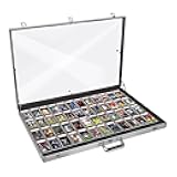 Aluminum Glass Display Case for Cards, XL Large Table Top Display Case with Lock, Portable Trade Show for Jewelry MTG Cards Collectible Cards
