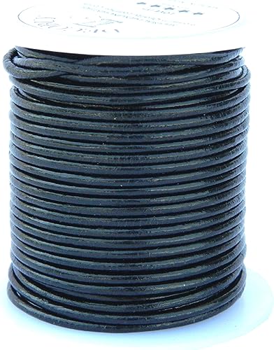 Miniatura 9 de Cordón redondo de cuero de 0.079 in, cuerda de 27 yardas para hacer joyas, pulseras, collares, trenzas Kumihimo, envolturas, manualidades,