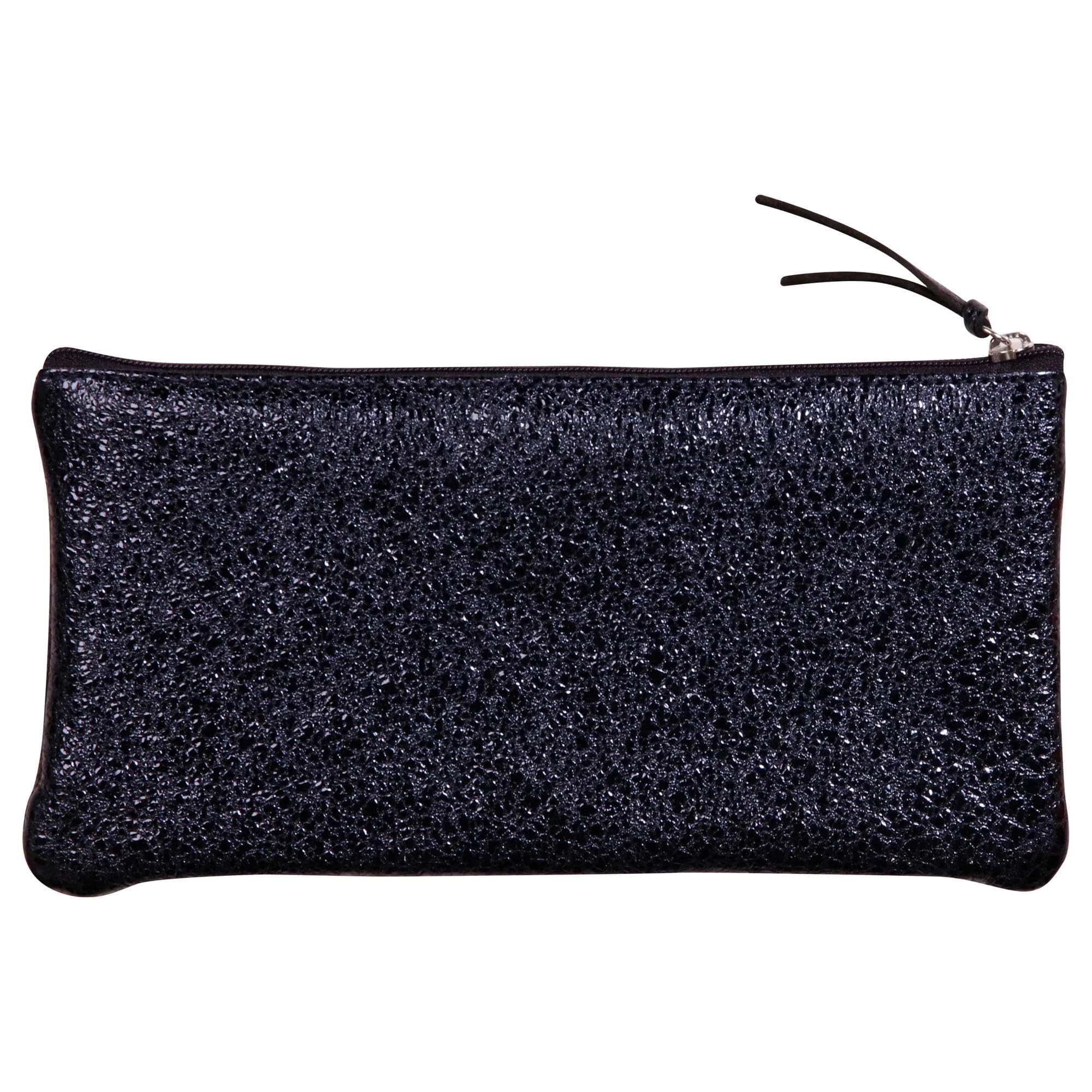 Clairefontaine - Ref 410014C - Céleste' Leather Flat Pencil Case - 22 x 11cm, Made From Genuine Lambskin Leather, Metal Zip With Leather Puller - Blue