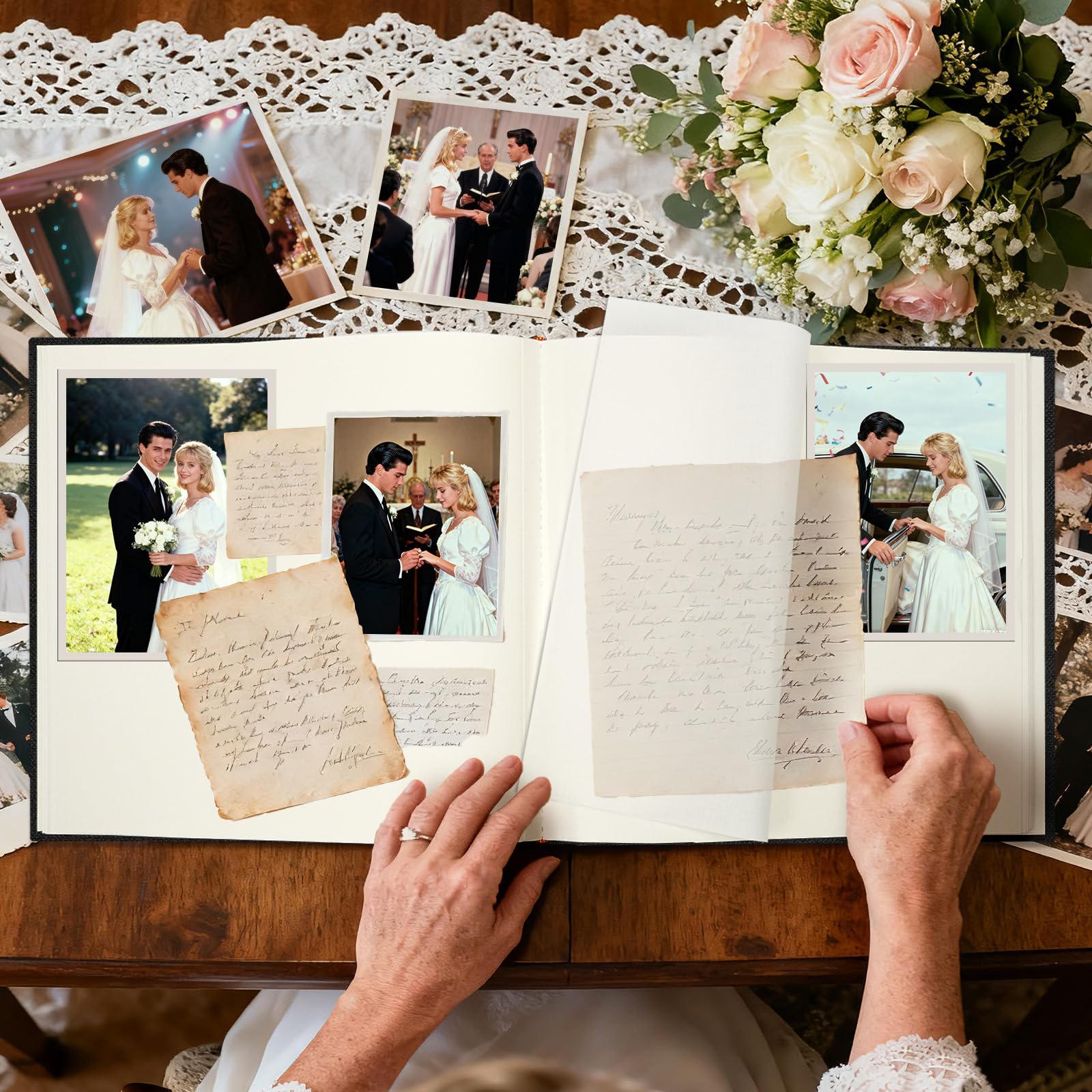Vienrose Album Fotografico 30x30 cm con Spazi per Scritte, Scrapbook Album Personalizzabile Fai da Te per Matrimonio, Nascita, Famiglia, Battesimo, Compleanni, Ricordo, Regalo (100 Pagine, Nero)